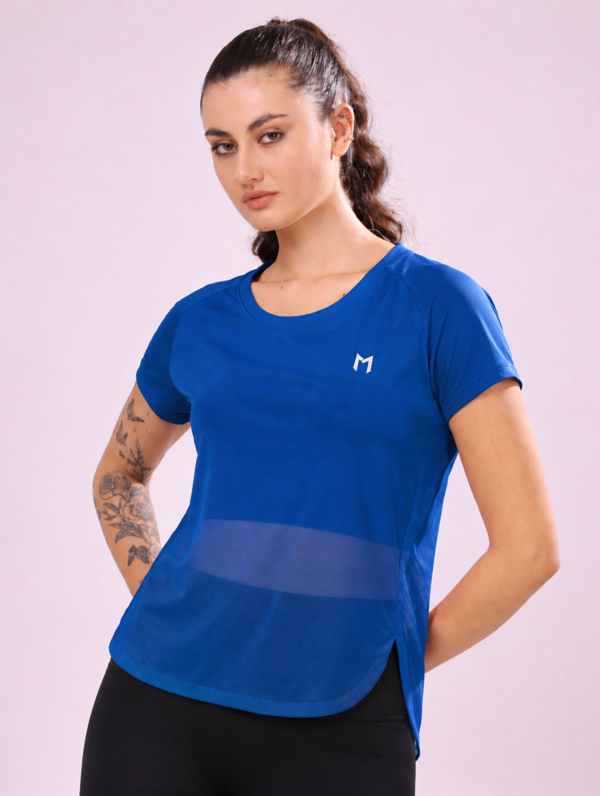 Blue colour mesh tee – Flexible Fit, Breathable Mesh, Stylish Comfort
