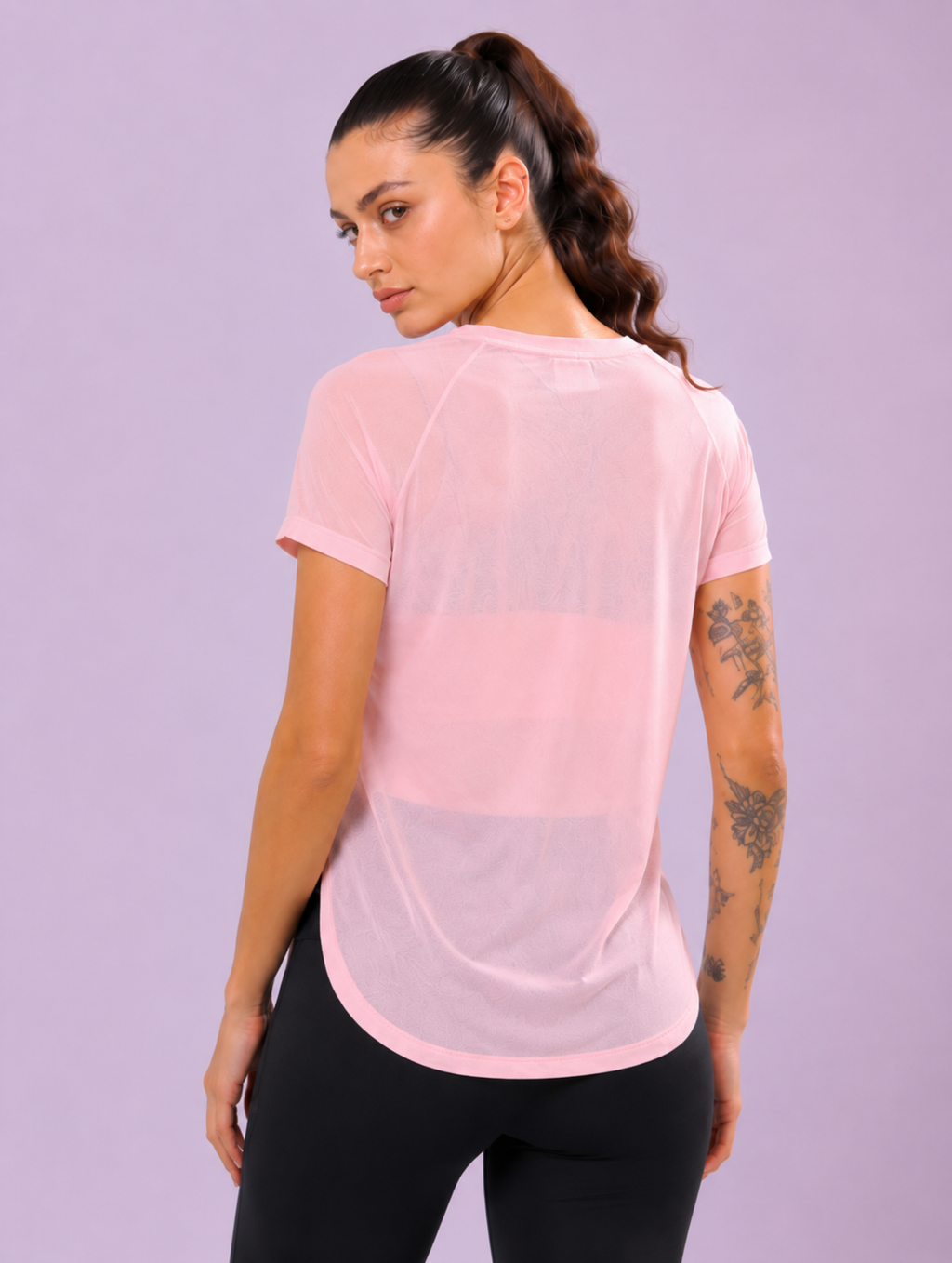 Baby Pink mesh tee – Flexible Fit, Breathable Mesh, Stylish Comfort
