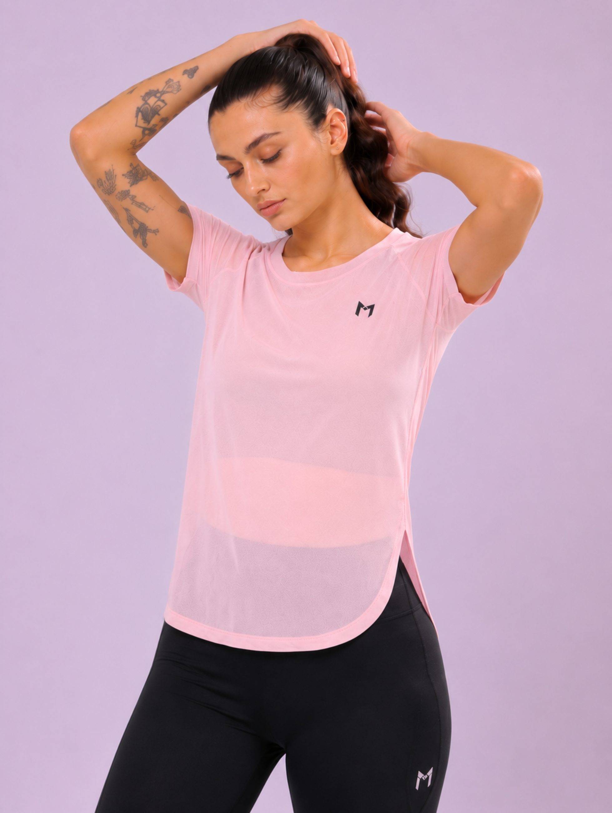 Baby Pink mesh tee – Flexible Fit, Breathable Mesh, Stylish Comfort