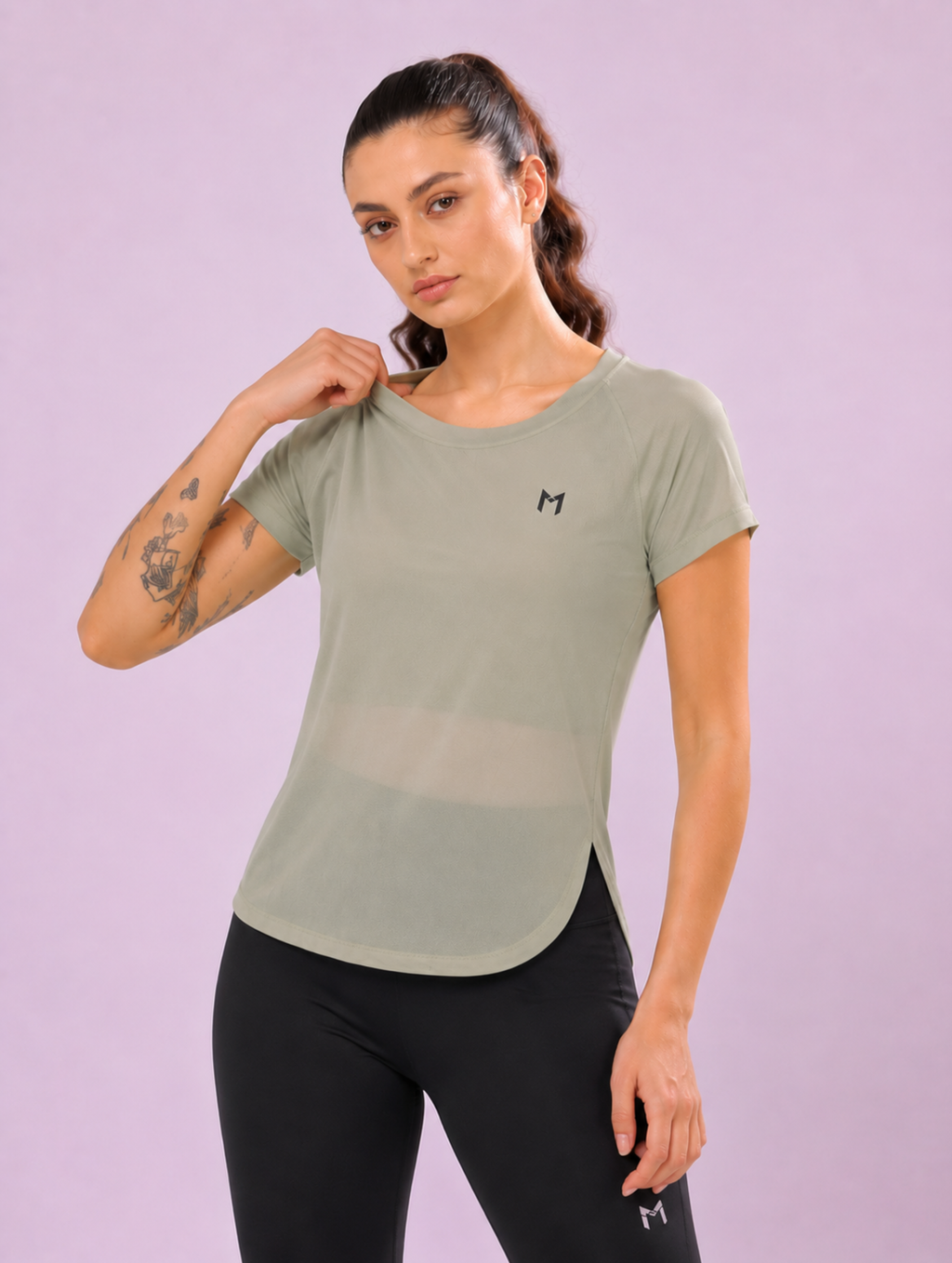 Sage Green mesh tee – Flexible Fit, Breathable Mesh, Stylish Comfort