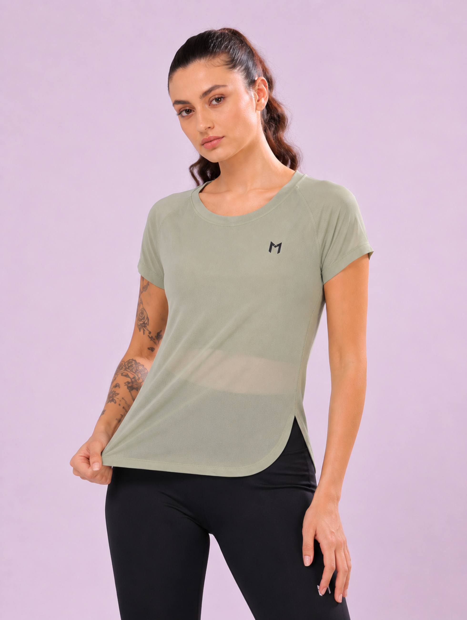 Sage Green mesh tee – Flexible Fit, Breathable Mesh, Stylish Comfort