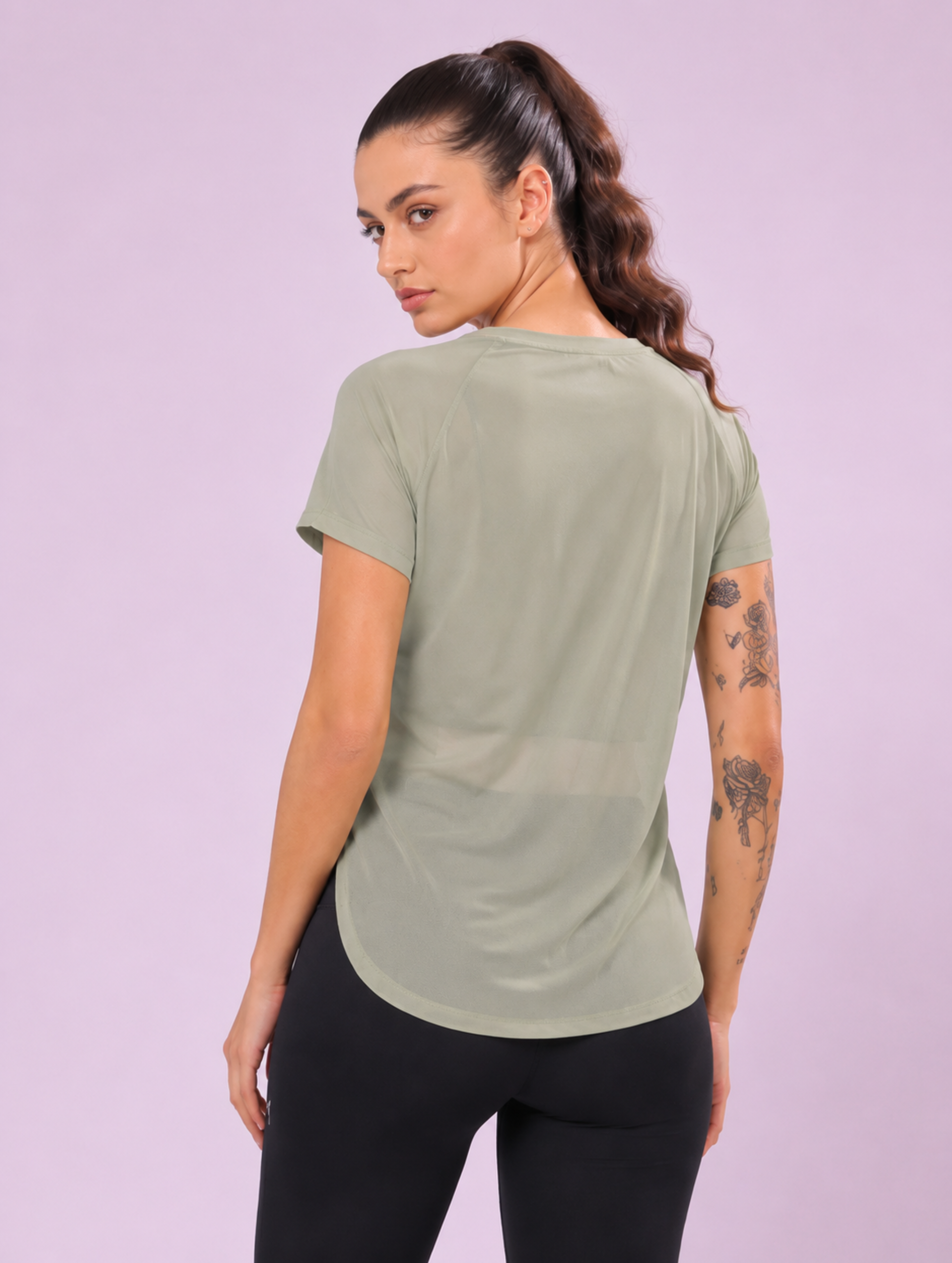 Sage Green mesh tee – Flexible Fit, Breathable Mesh, Stylish Comfort