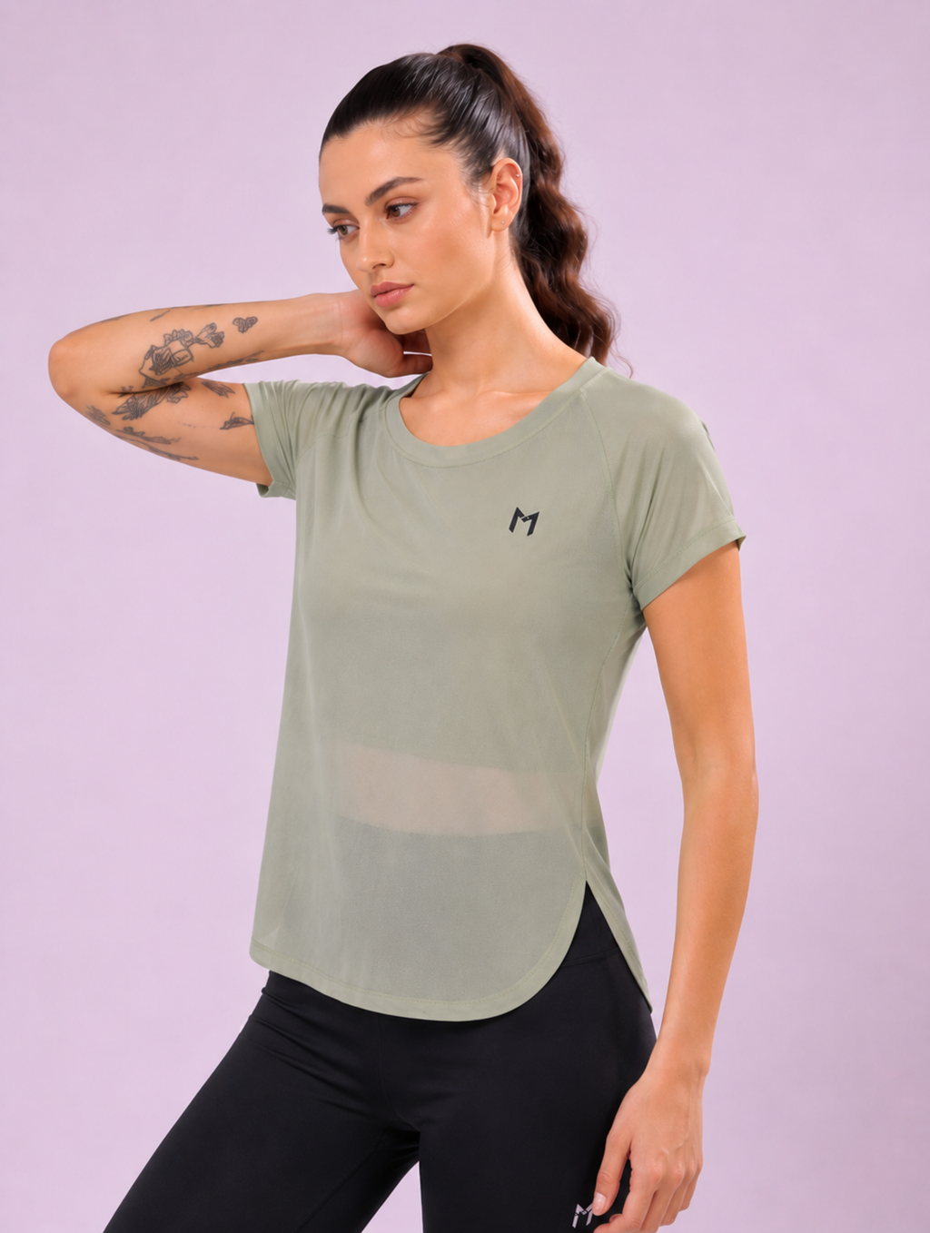 Sage Green mesh tee – Flexible Fit, Breathable Mesh, Stylish Comfort