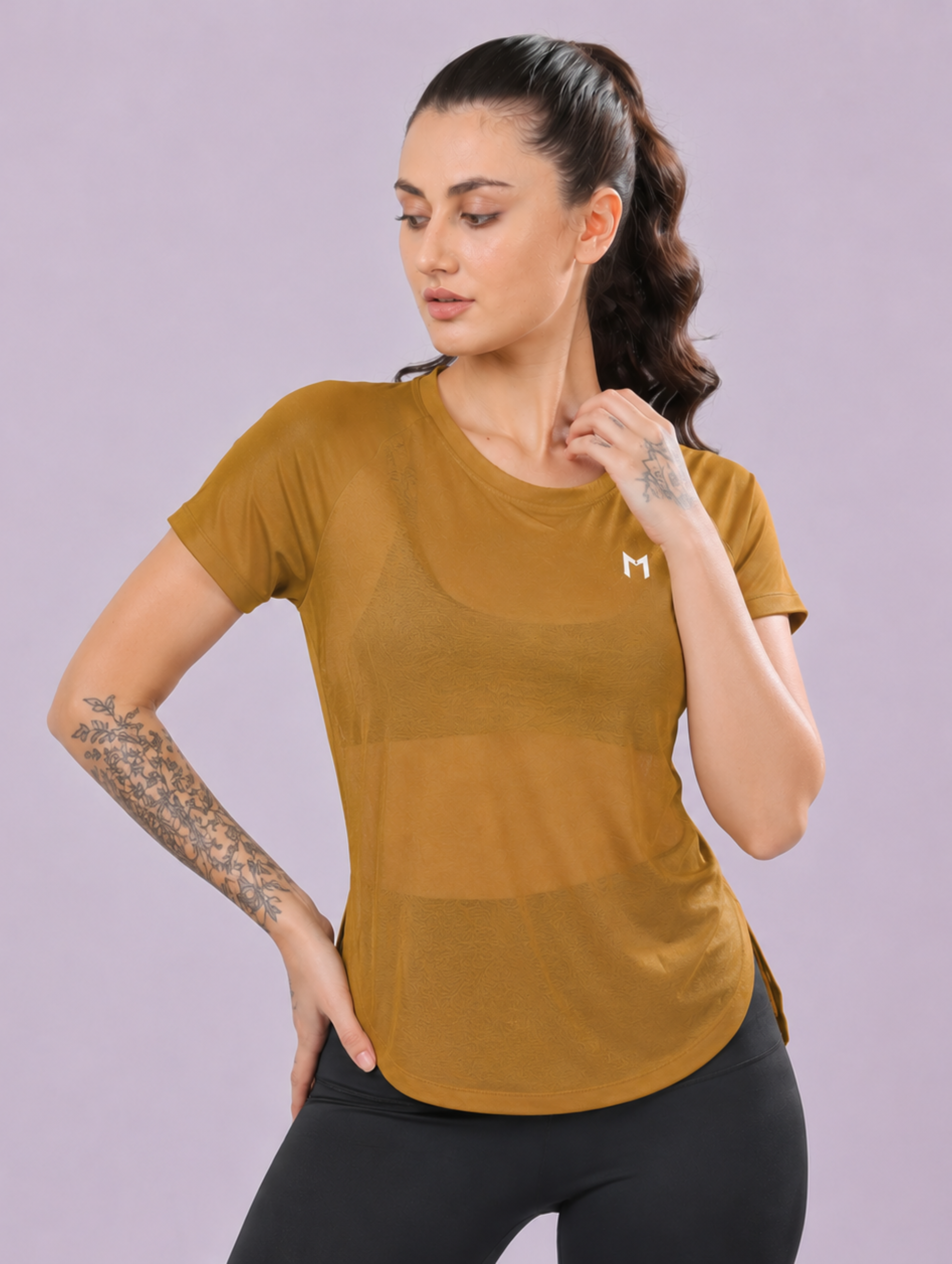 Heena colour mesh tee – Flexible Fit, Breathable Mesh, Stylish Comfort