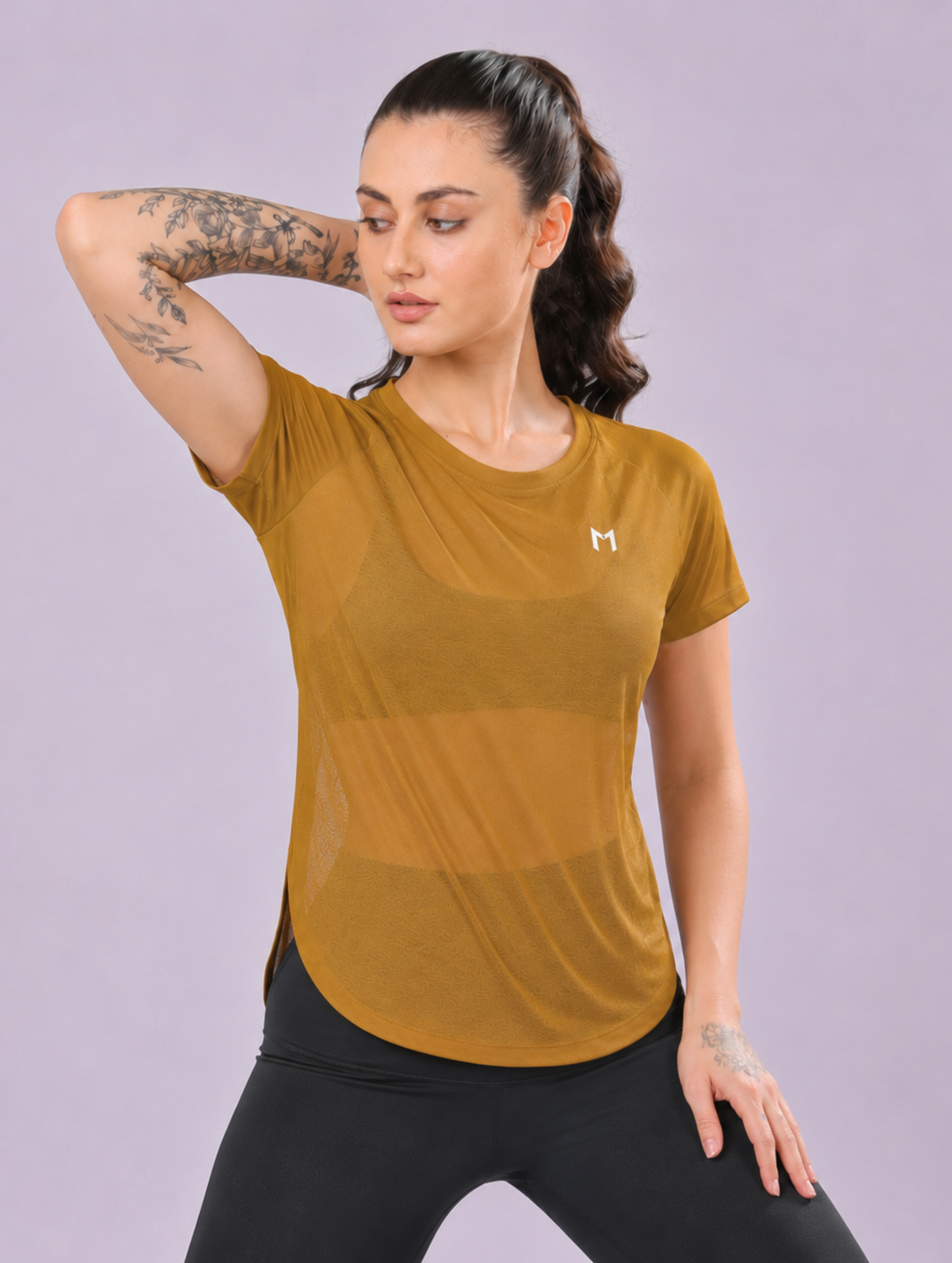 Heena colour mesh tee – Flexible Fit, Breathable Mesh, Stylish Comfort
