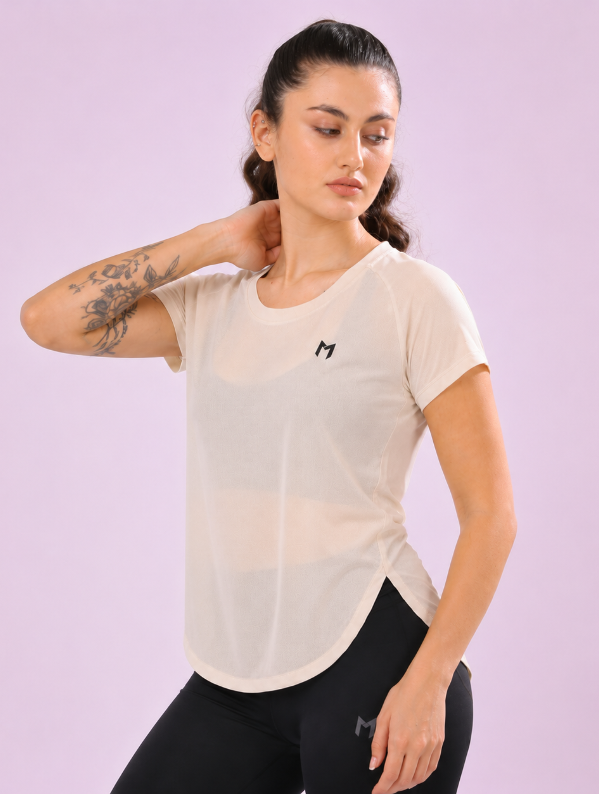 Off White colour mesh tee – Flexible Fit, Breathable Mesh, Stylish Comfort