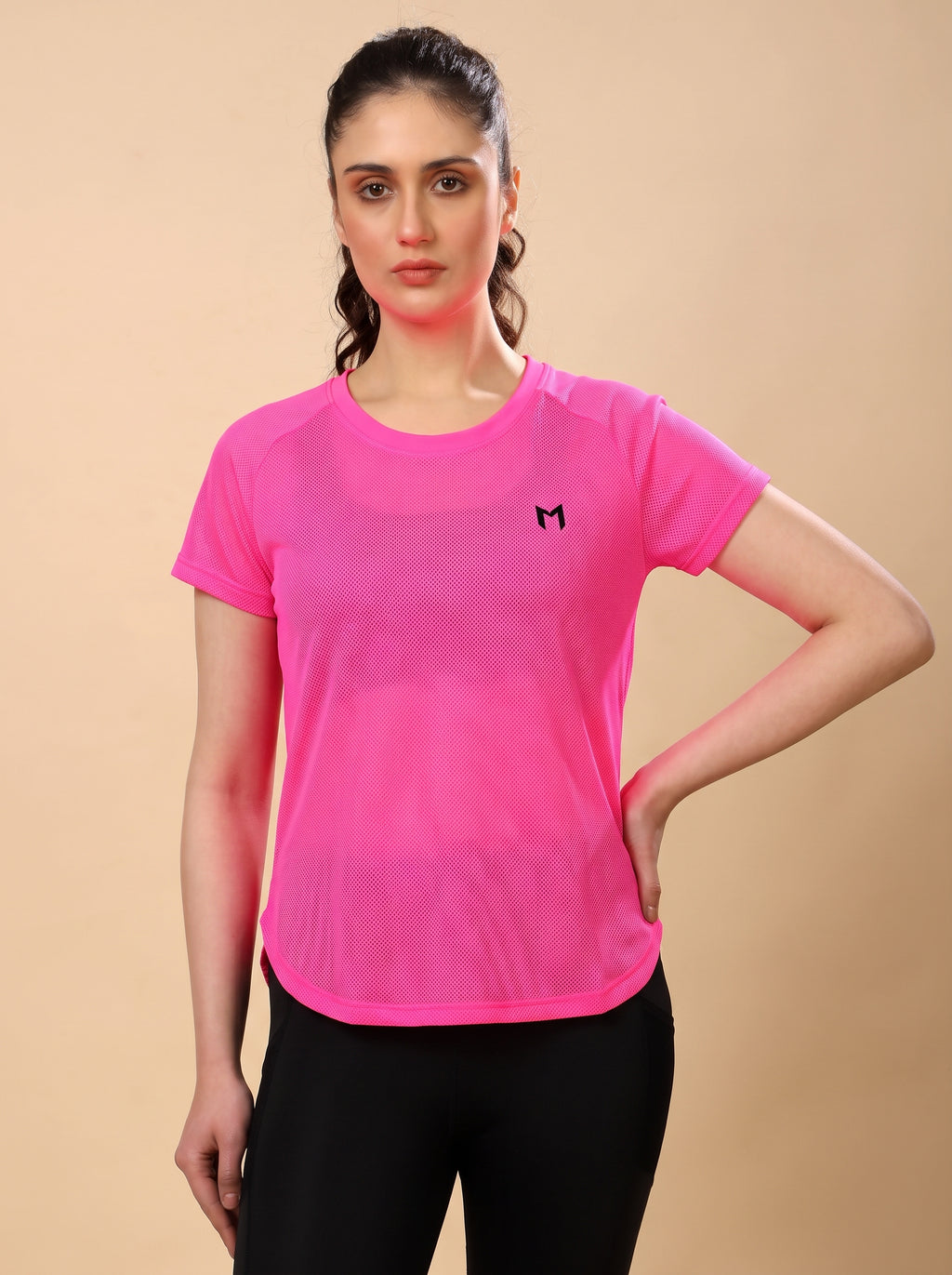 Hot Pink colour mesh tee – Flexible Fit, Breathable Mesh, Stylish Comfort
