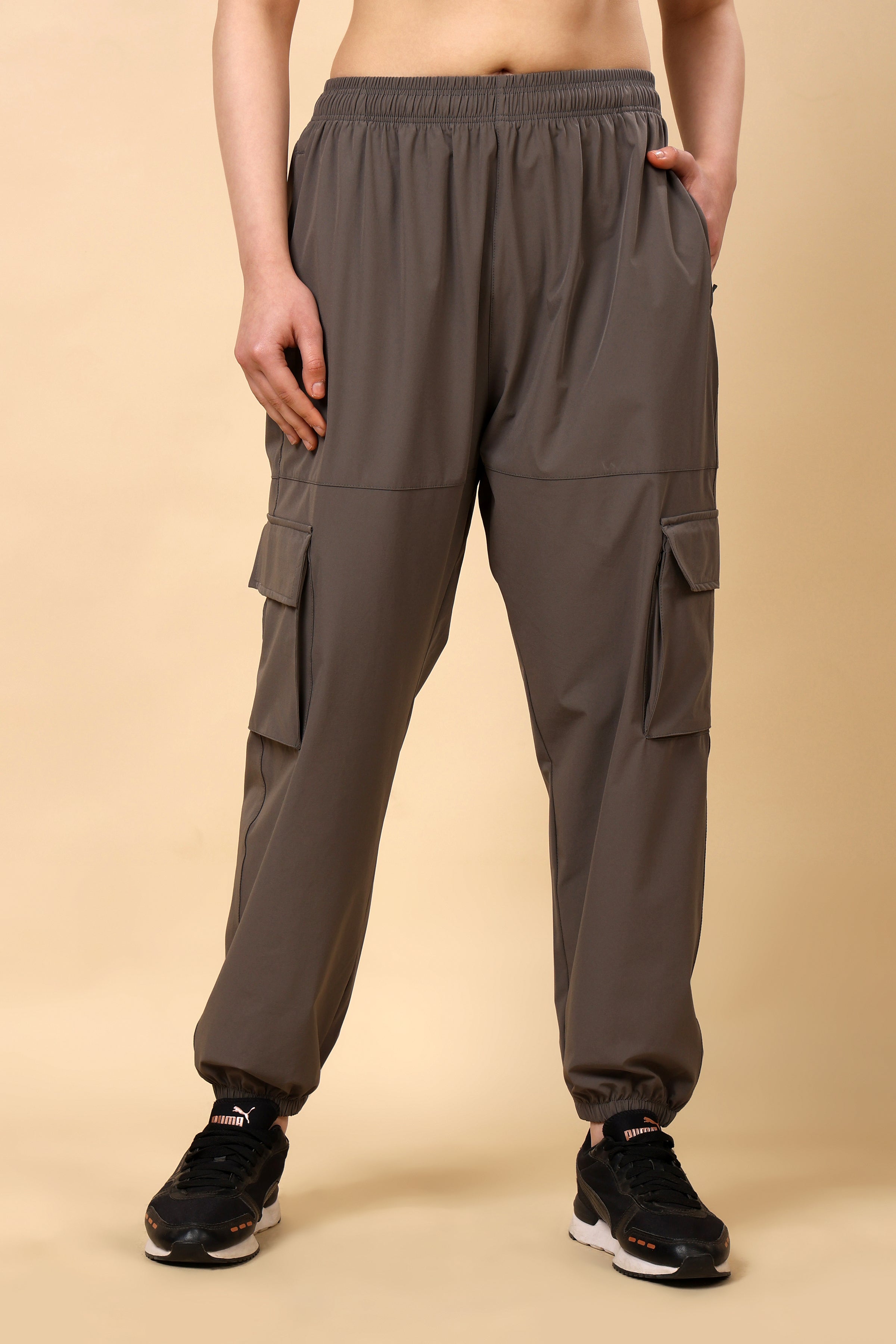 Dark Taupe Mid Rise Joggers