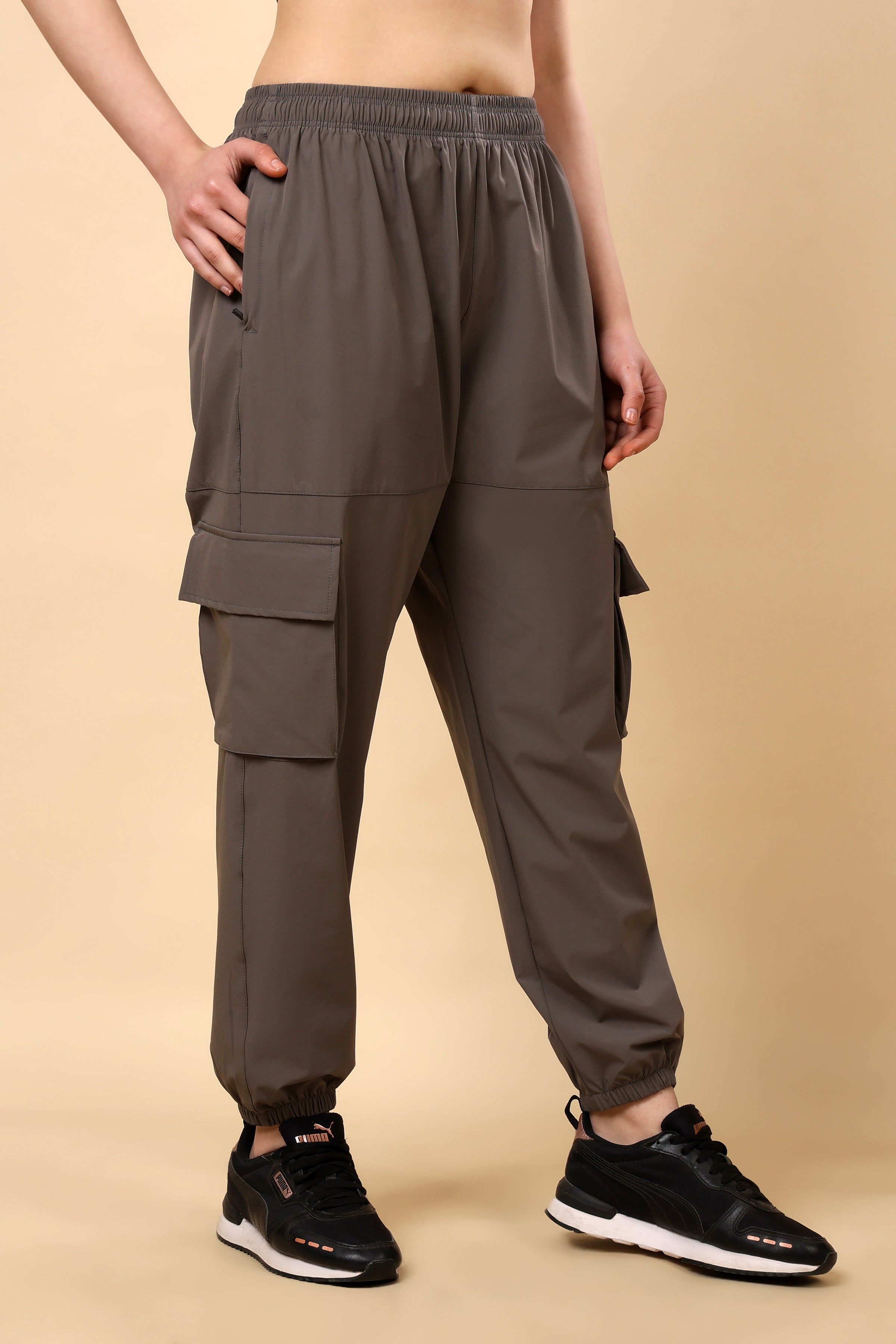 Dark Taupe Mid Rise Joggers