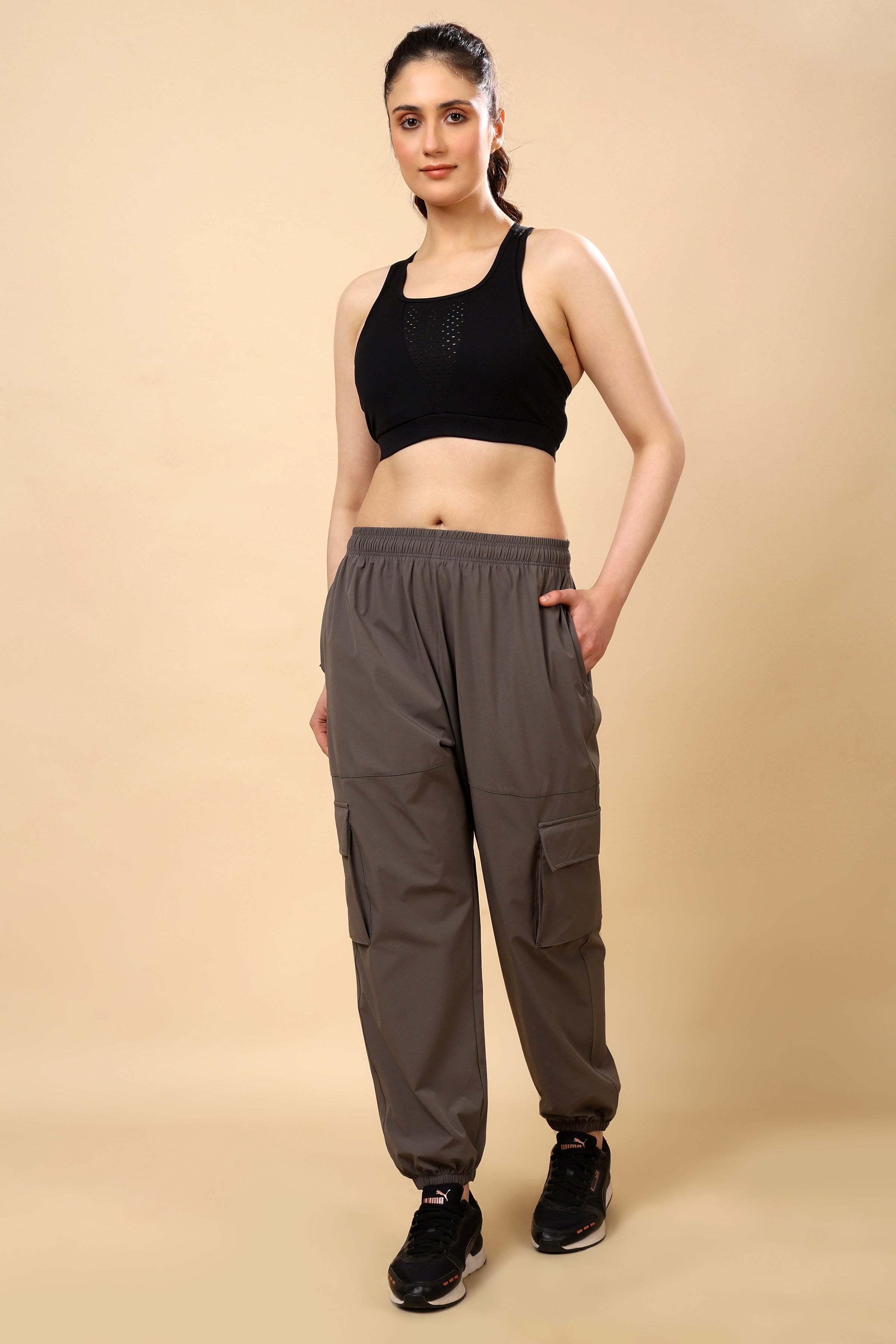 Dark Taupe Mid Rise Joggers