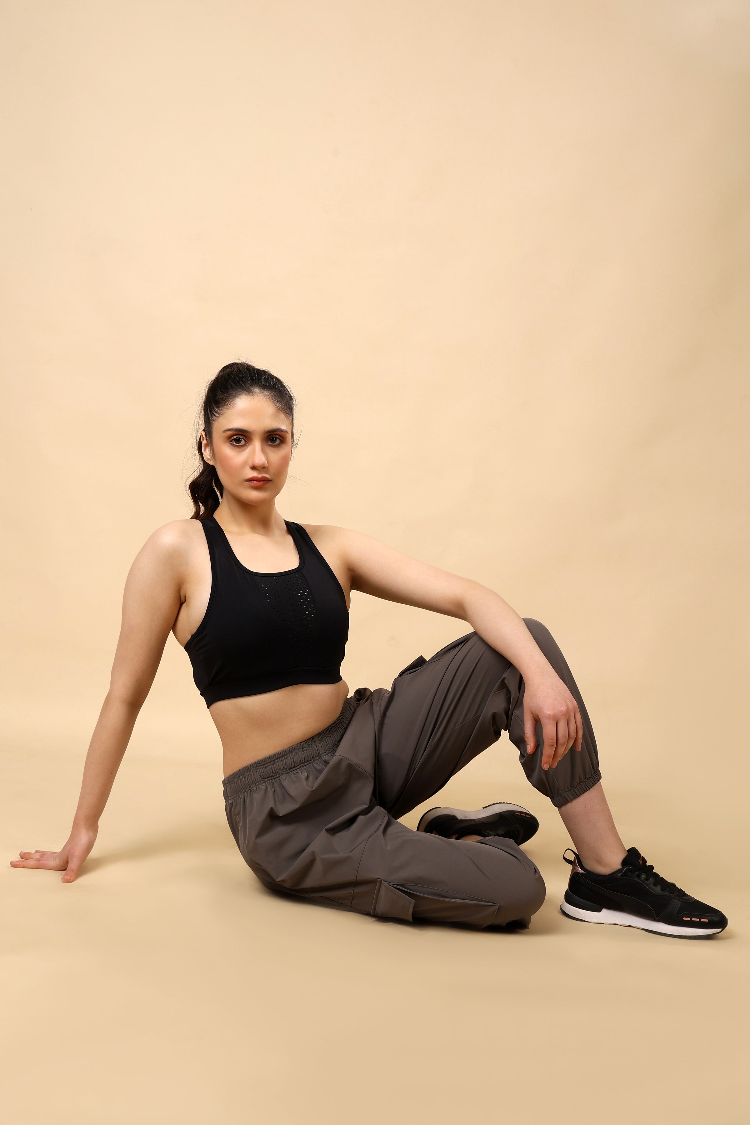 Dark Taupe Mid Rise Joggers