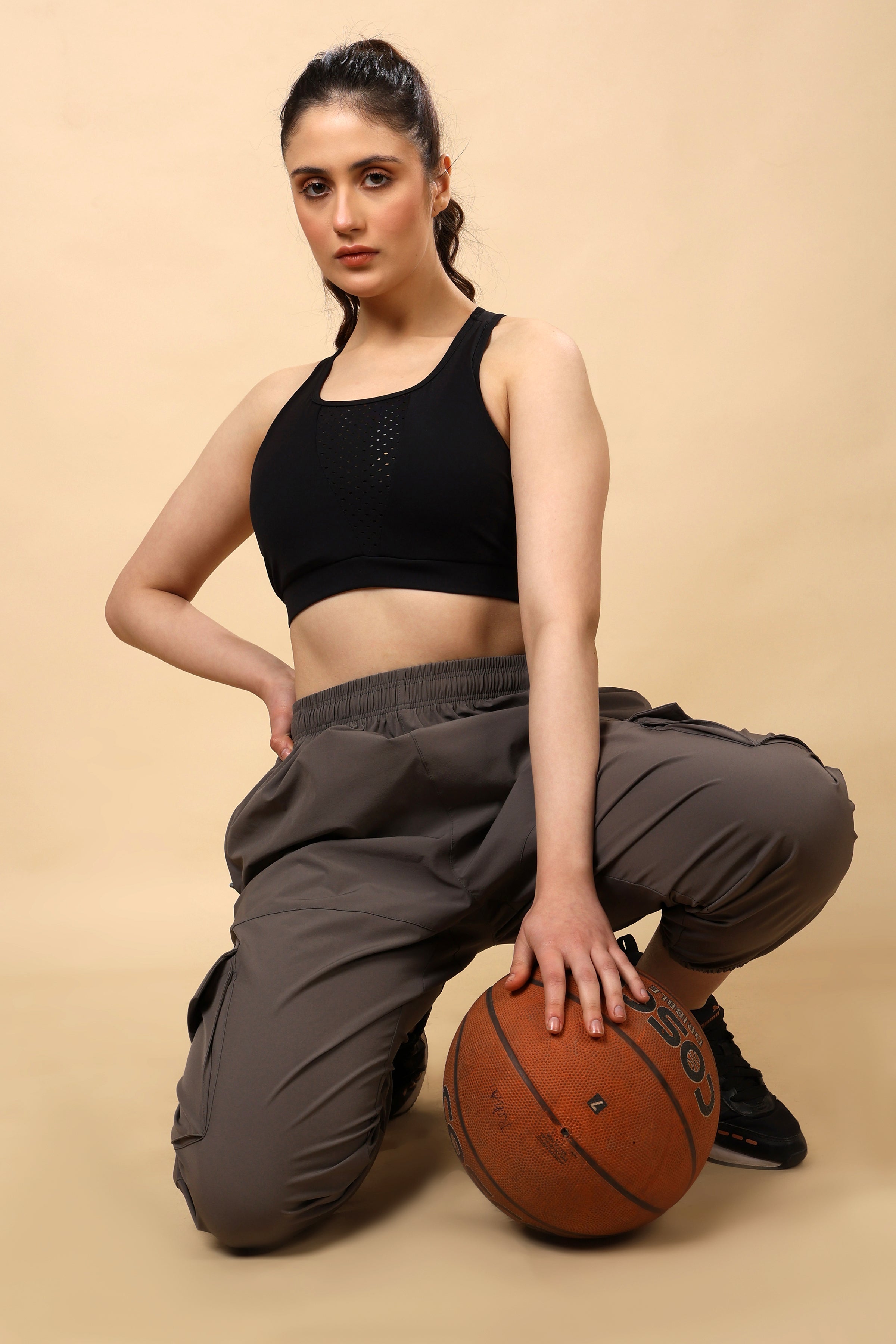 Dark Taupe Mid Rise Joggers