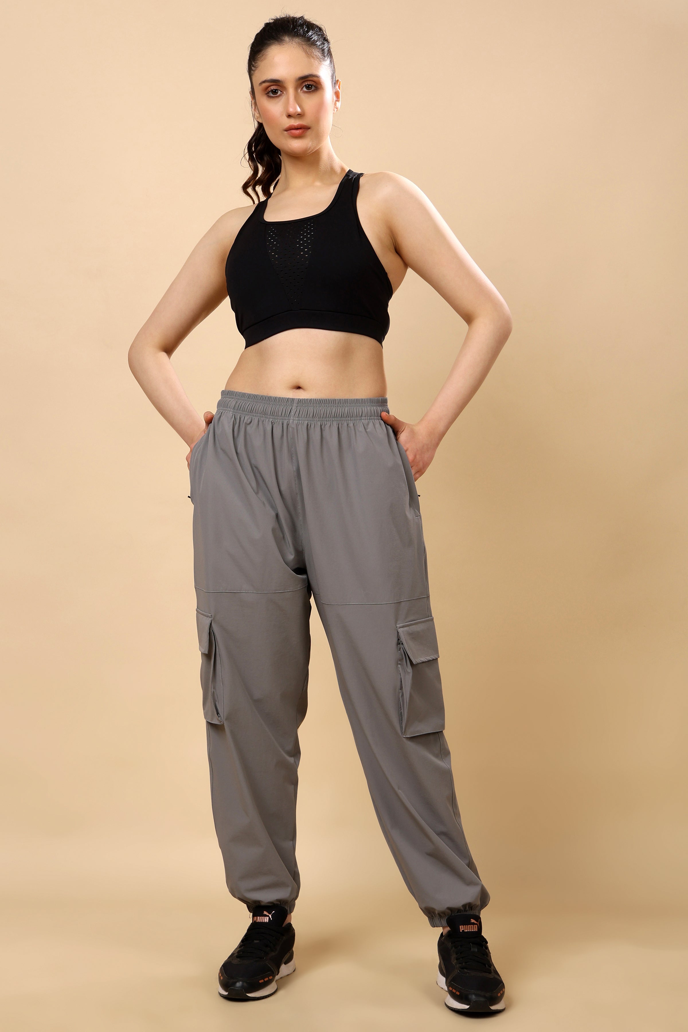 Light Grey Mid Rise Joggers