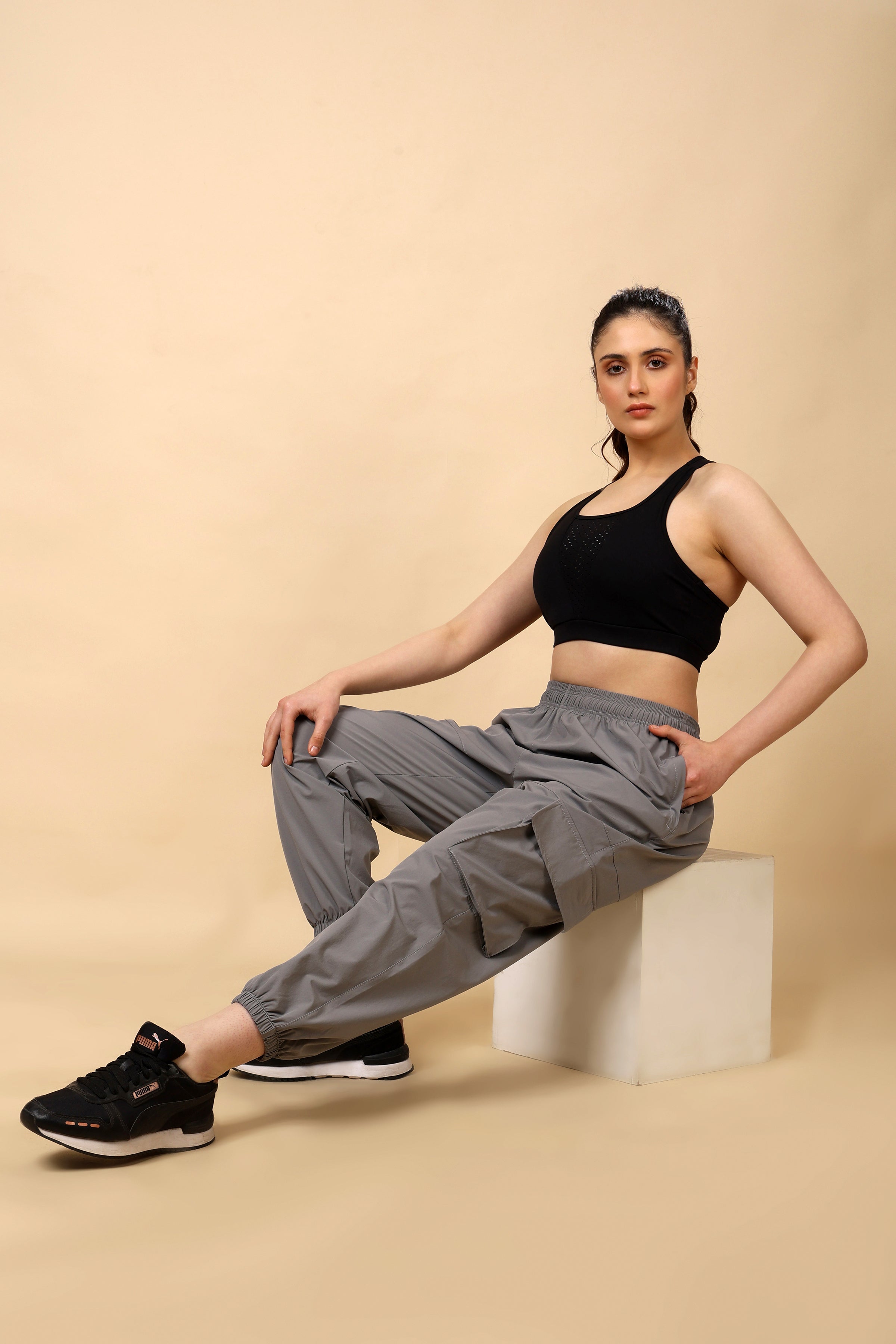 Light Grey Mid Rise Joggers