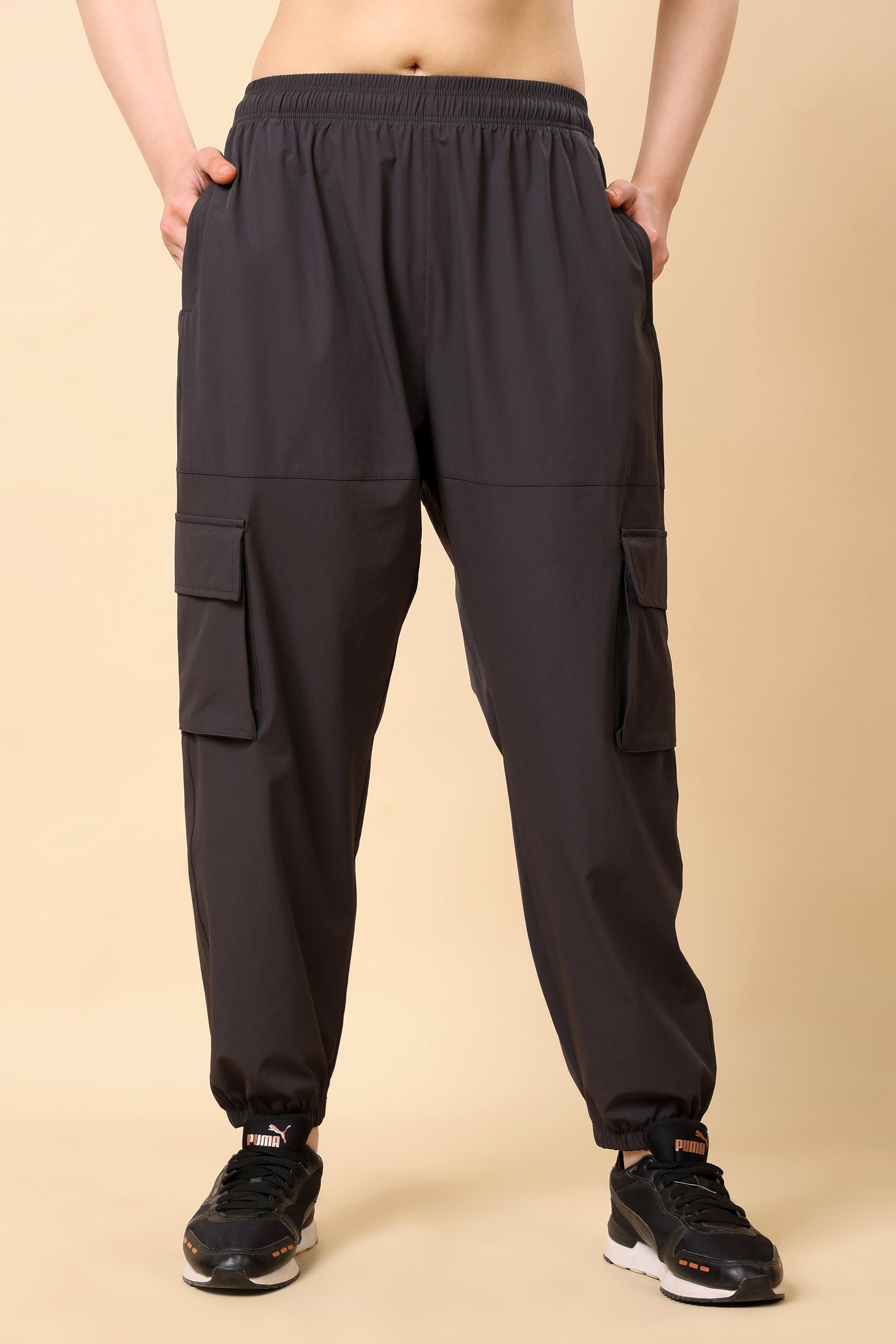 Charcoal Grey Mid Rise Joggers