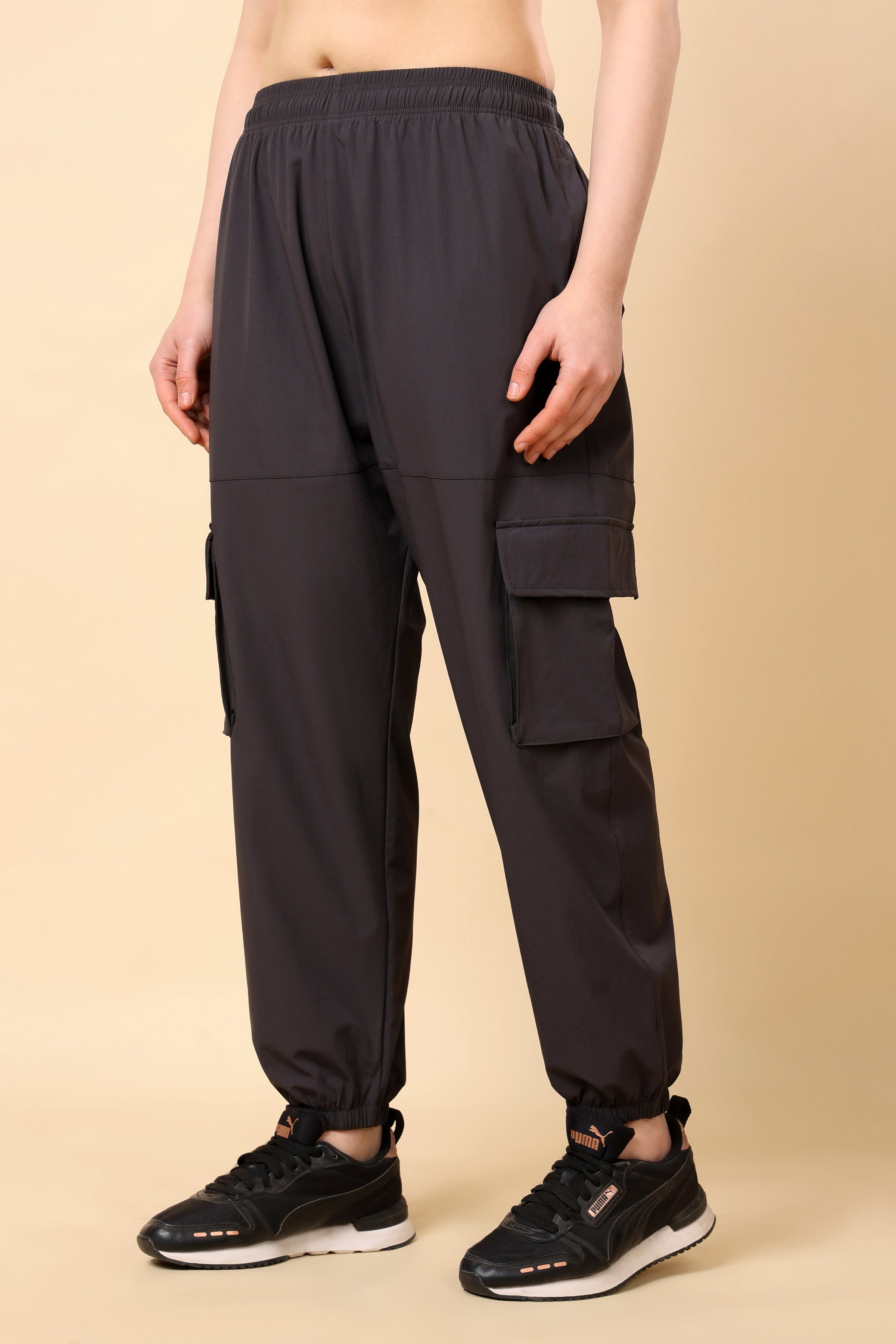Charcoal Grey Mid Rise Joggers