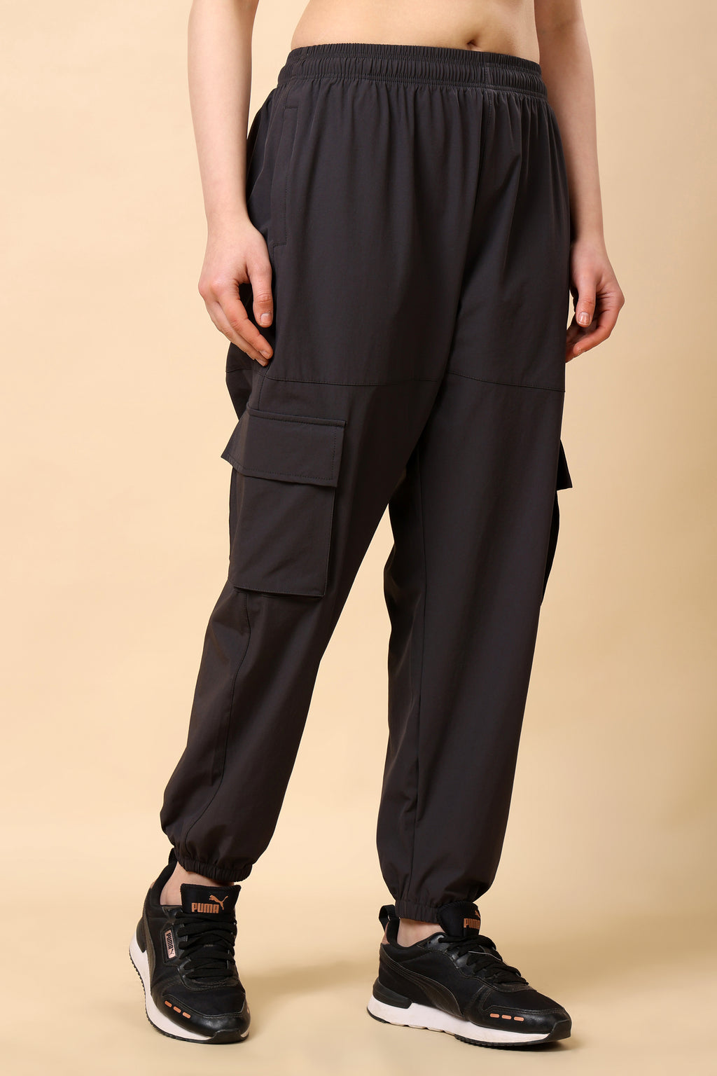 Charcoal Grey Mid Rise Joggers