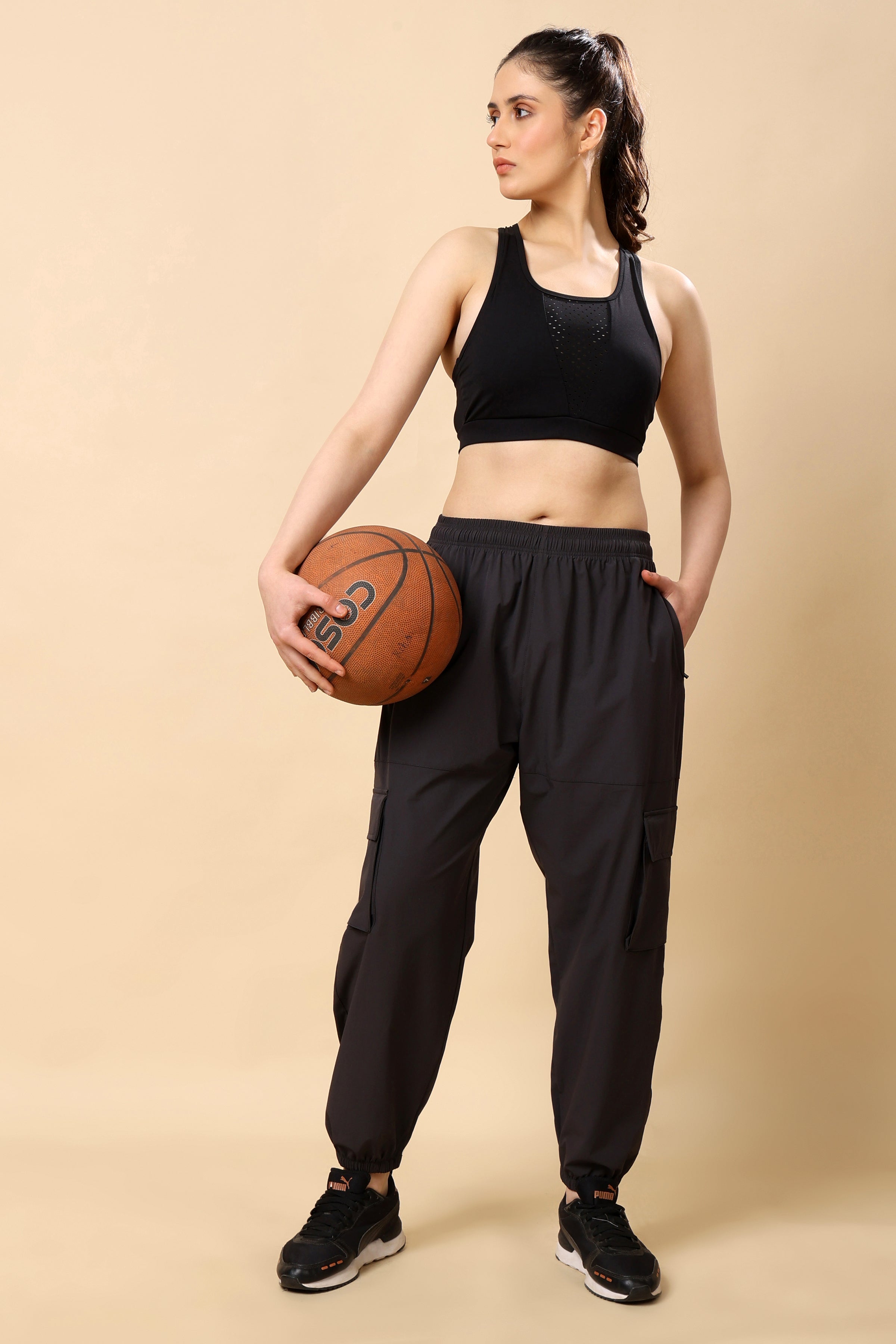 Charcoal Grey Mid Rise Joggers