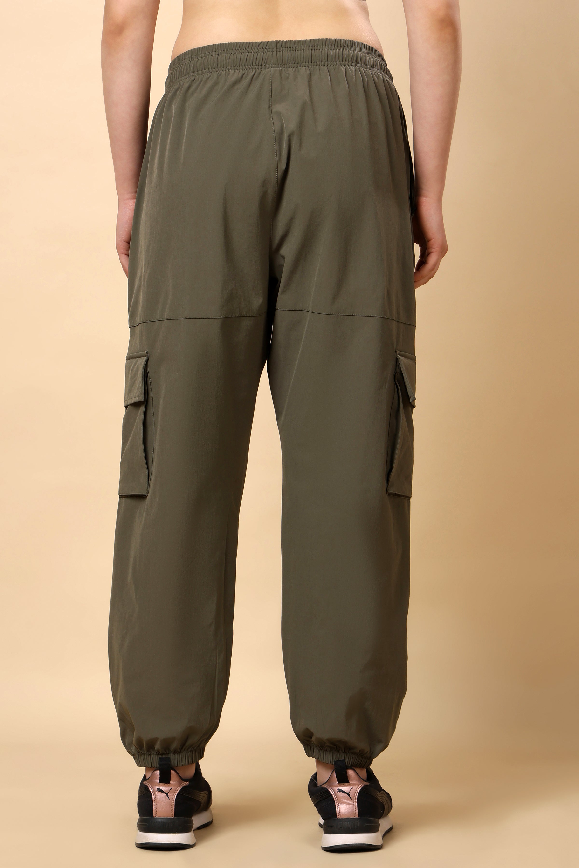 Olive Green Mid Rise Joggers