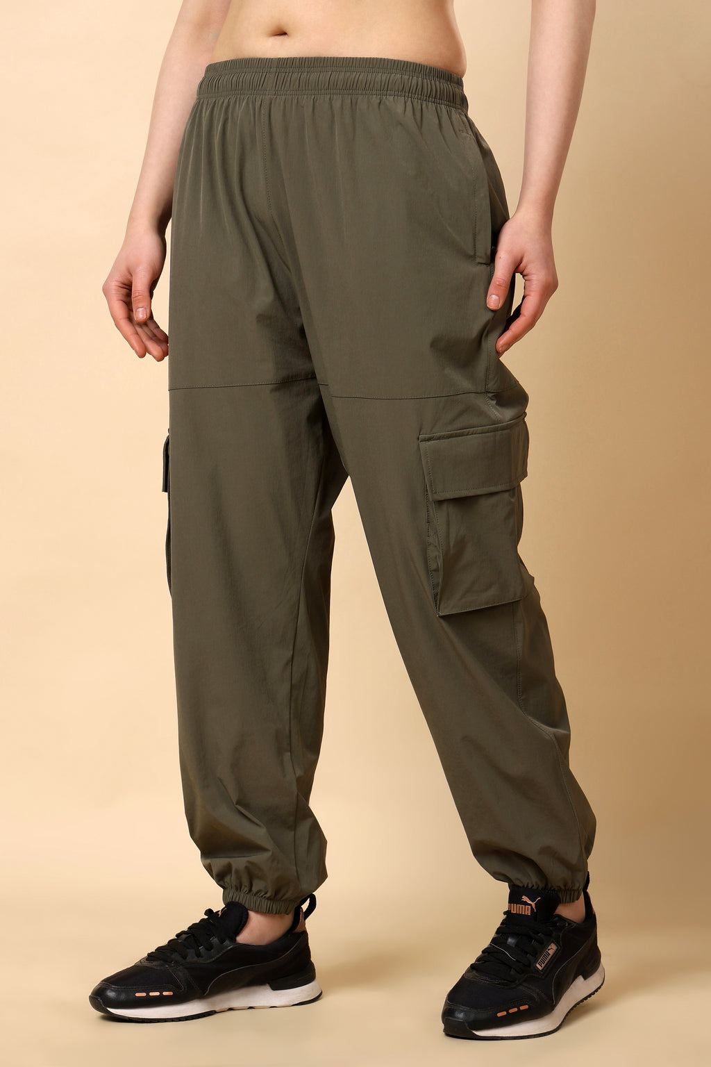 Olive Green Mid Rise Joggers