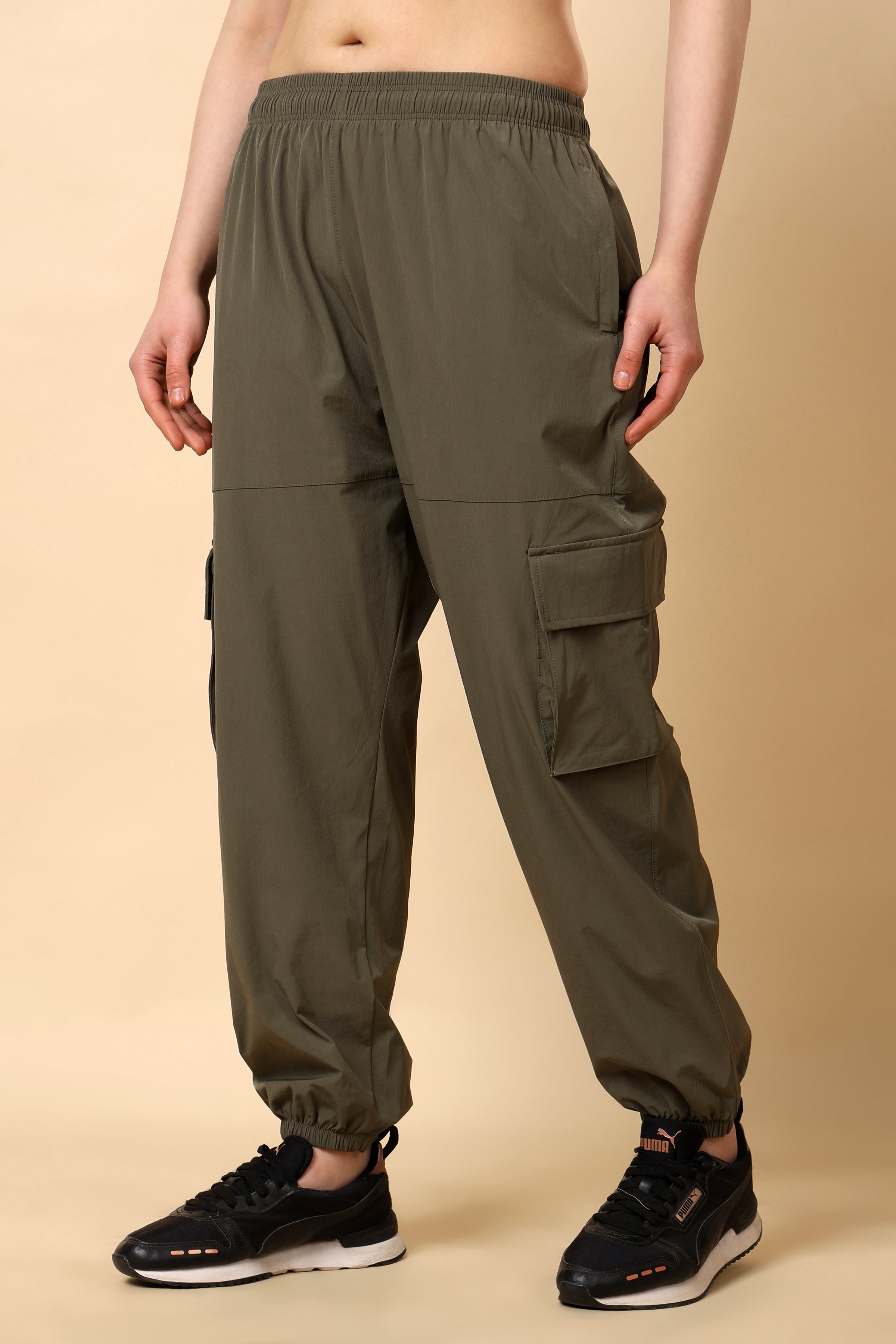 Olive Green Mid Rise Joggers