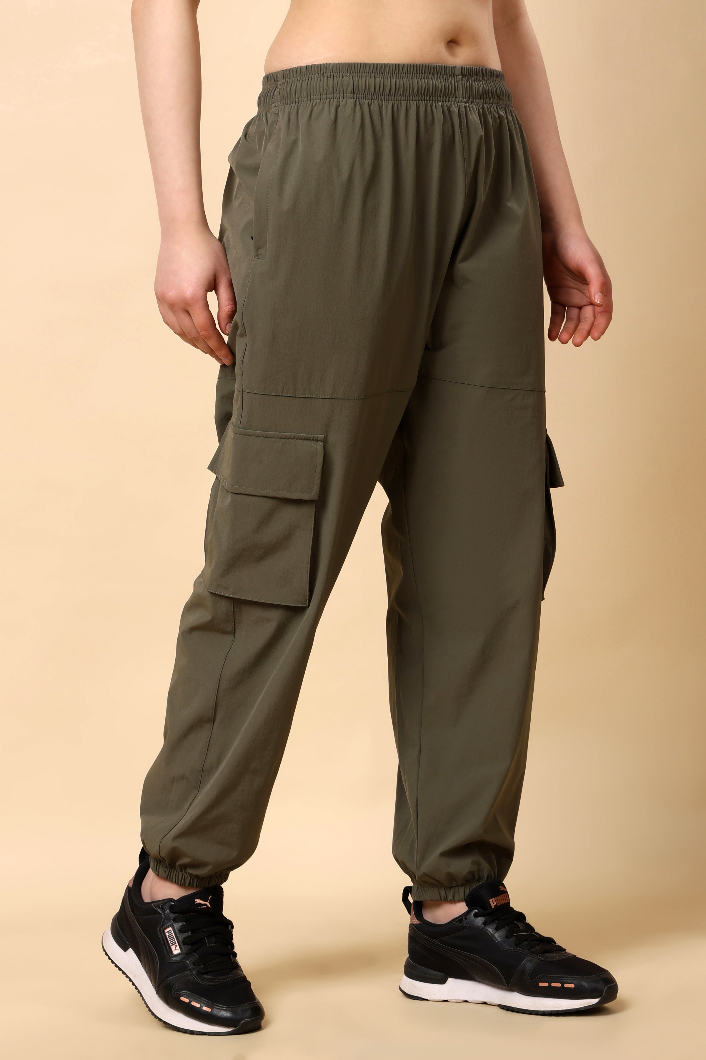 Olive Green Mid Rise Joggers