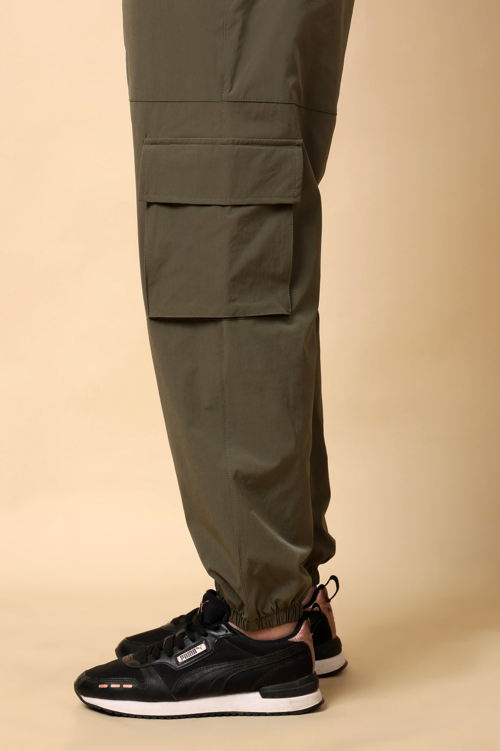 Olive Green Mid Rise Joggers