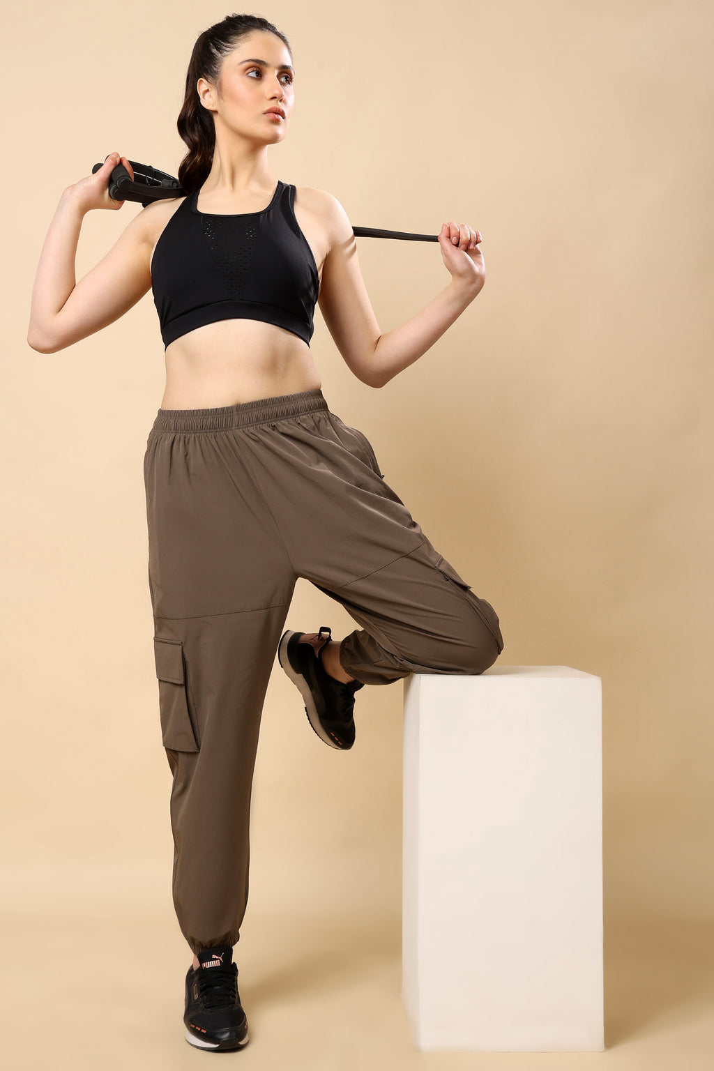 Khakee Brown Mid Rise Joggers