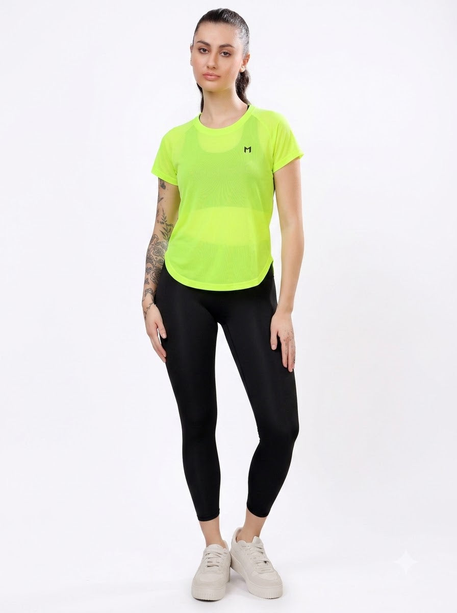 Neon Green colour mesh tee – Flexible Fit, Breathable Mesh, Stylish Comfort