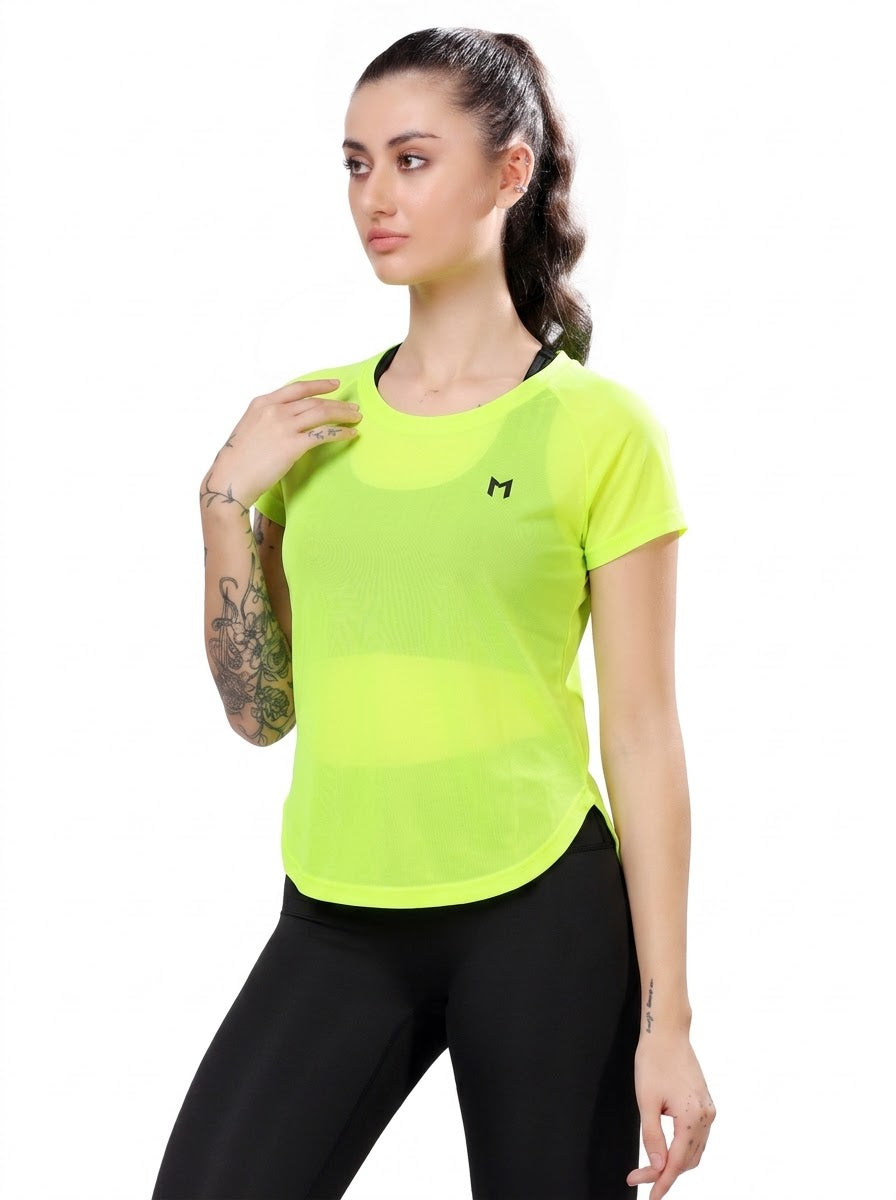Neon Green colour mesh tee – Flexible Fit, Breathable Mesh, Stylish Comfort