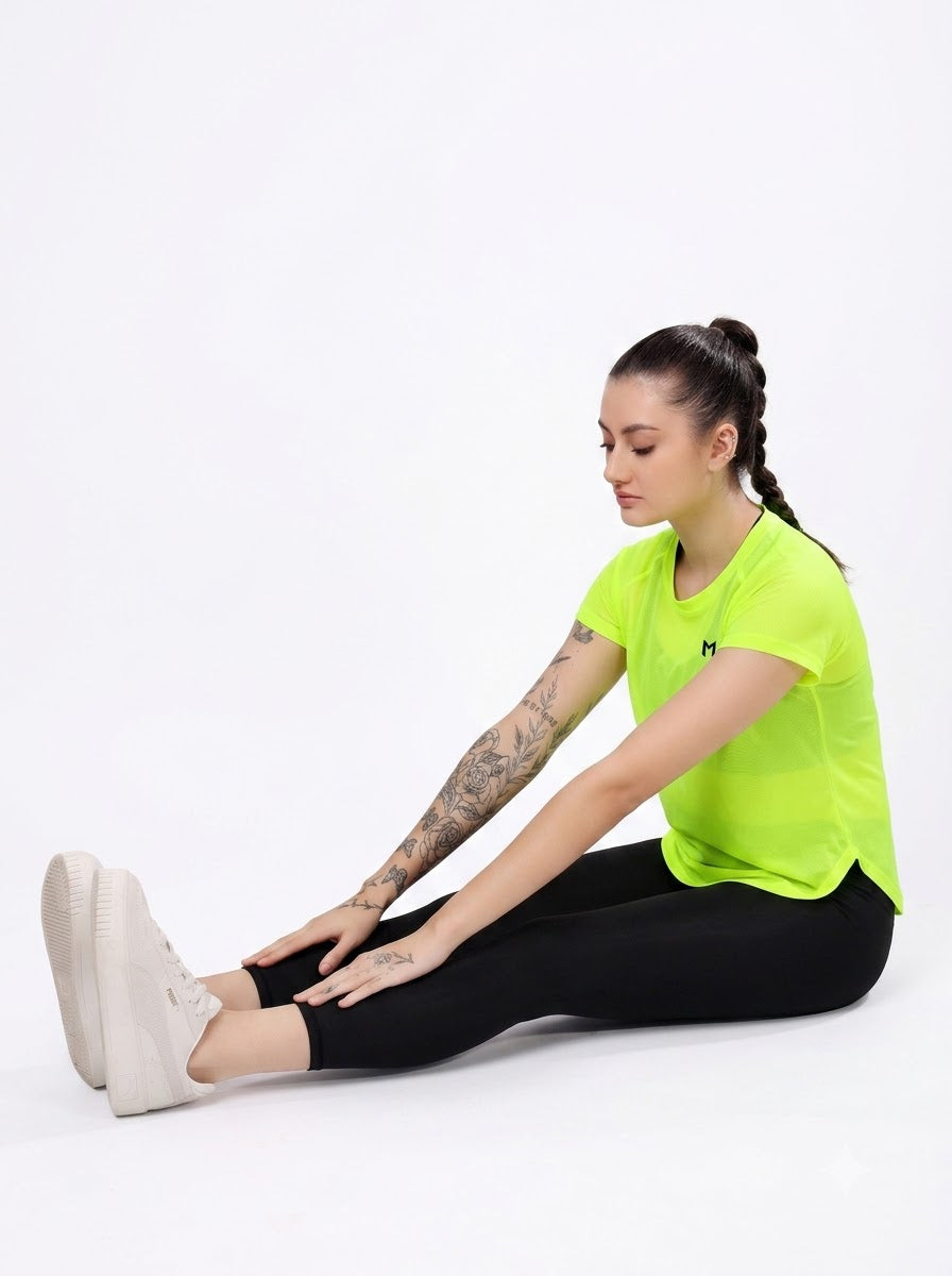 Neon Green colour mesh tee – Flexible Fit, Breathable Mesh, Stylish Comfort