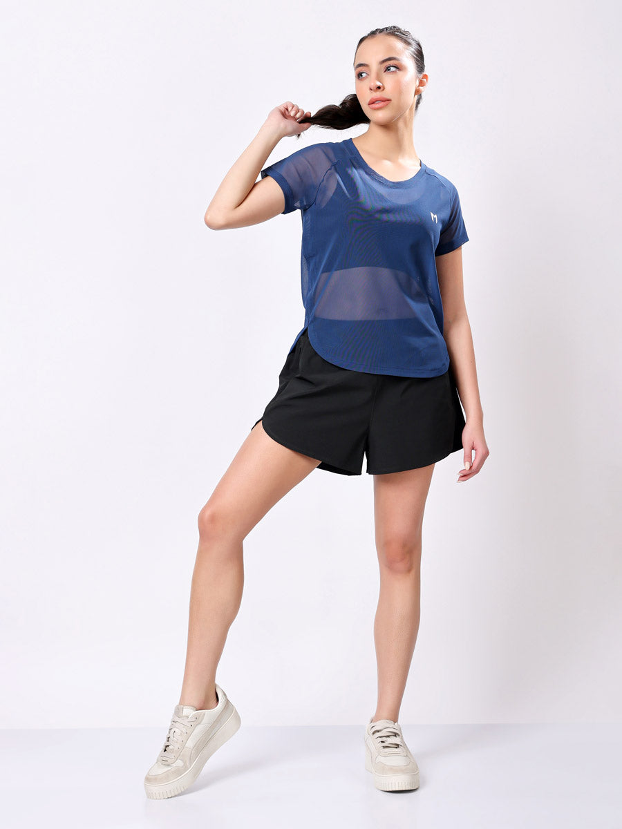 Air Force Blue Mesh Tee – Soft Feel, Stretchy Fit, Breathable Design