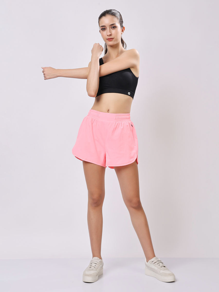 Pink Dual Shorts – Durable Fabric, Snug Fit, Bold Look