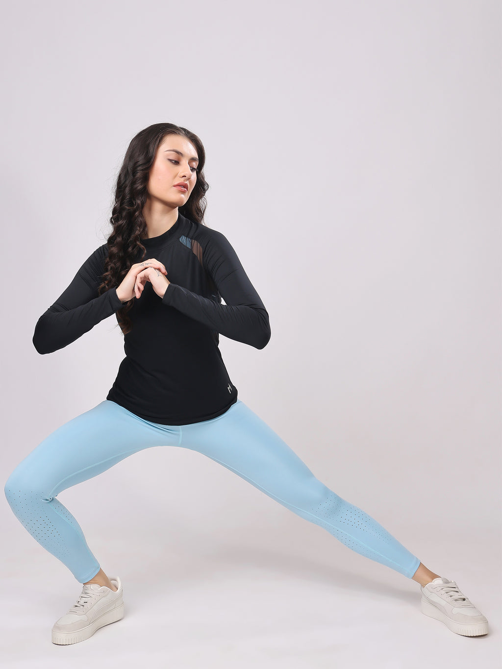 Black All for Glam Mesh Tee – Stylish Fit, Side Mesh Panels, All-Day Comfort