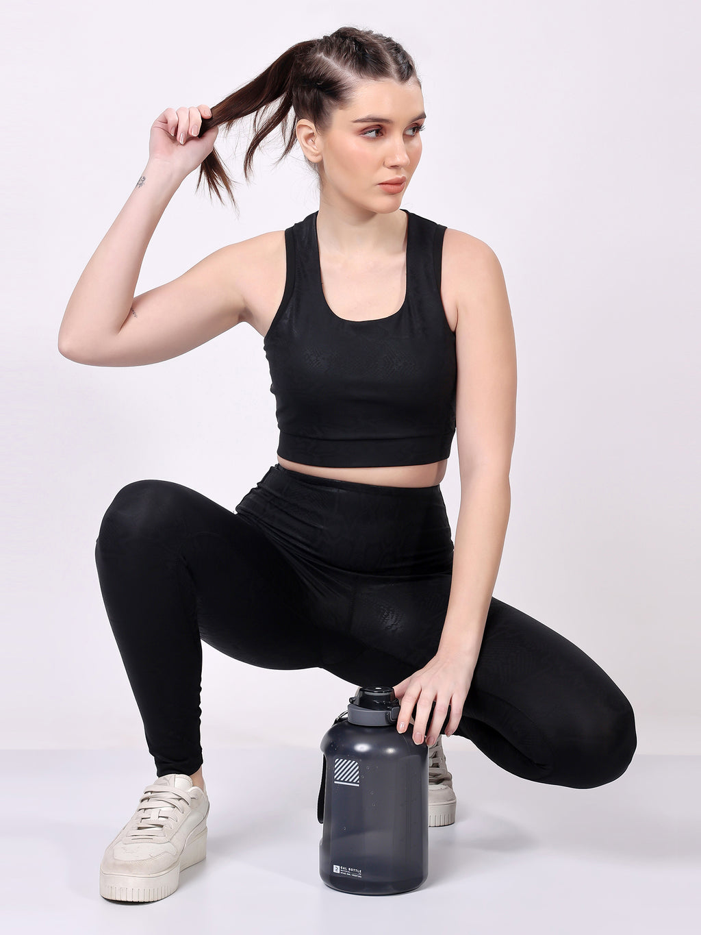 Black Snake Skin Co-Ord Set – Stretchable, Stylish, Supportive Fit