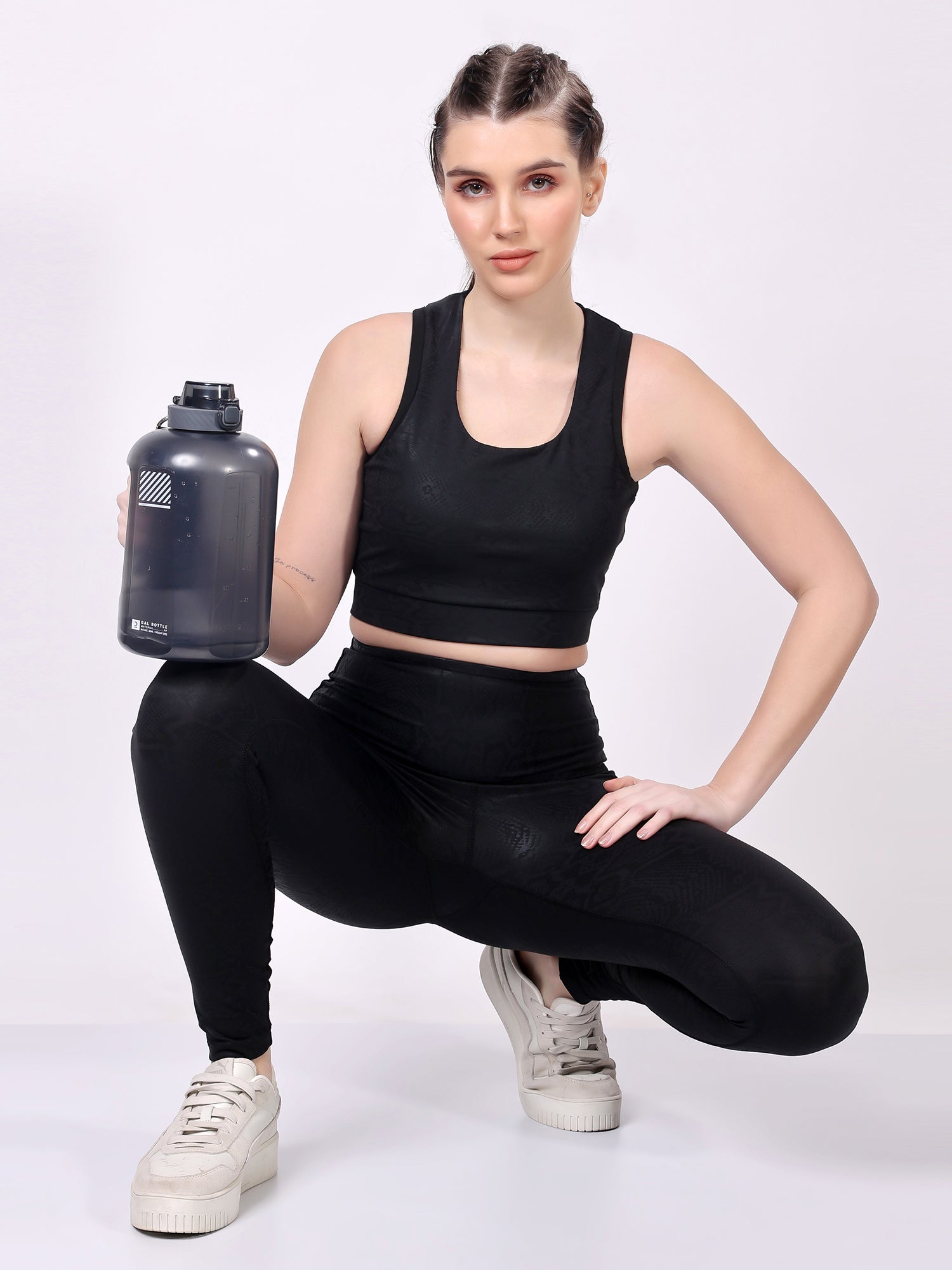 Black Snake Skin Co-Ord Set – Stretchable, Stylish, Supportive Fit