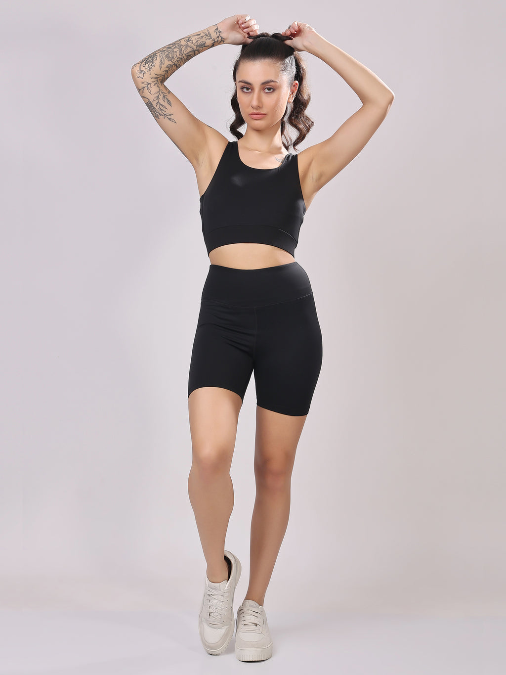 FitFushion Black Short Co-ord Set – Breathable Design, Stylish Look, Comfortable Fit