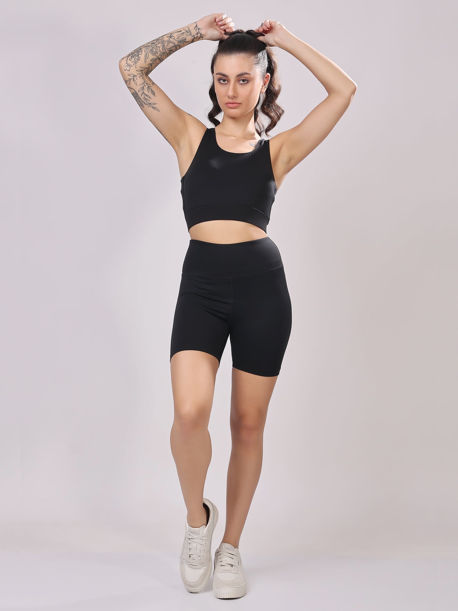 FitFushion Black Short Co-ord Set – Breathable Design, Stylish Look, Comfortable Fit