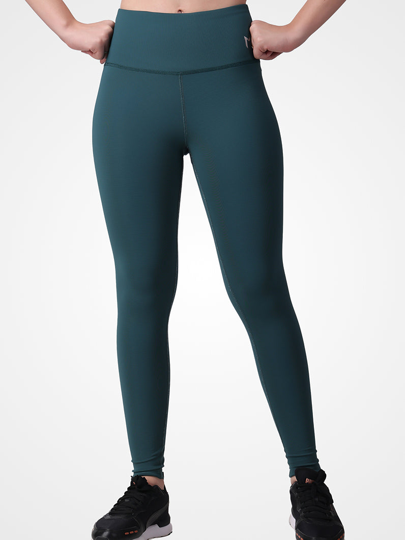 Pine Green Structured Leggings – High Waist, Moisture Wicking, Sleek Design