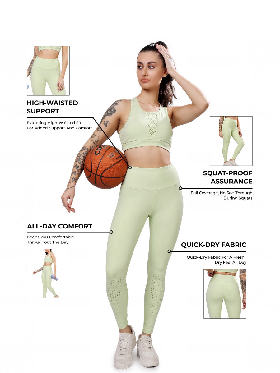 Laser Elaichi Green Leggings – Soft Stretch, Fresh Look, All-Day Comfort