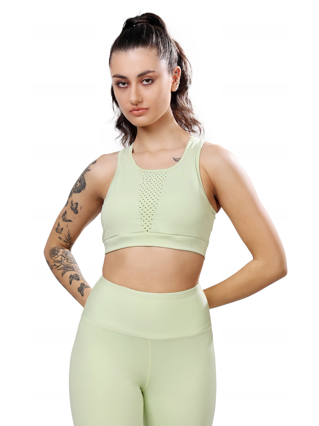 Premium Laser Elaichi Green Sports Bra