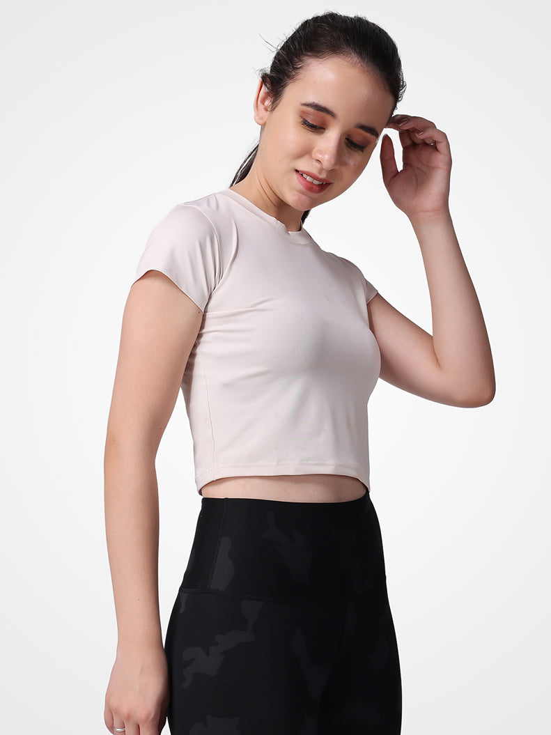 Stretch & Crop Off White Top