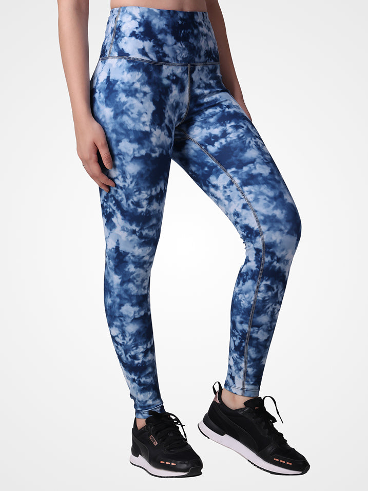 Blue Abstract Leggings – Modern Print, Sweat Proof, Prefect Stretch