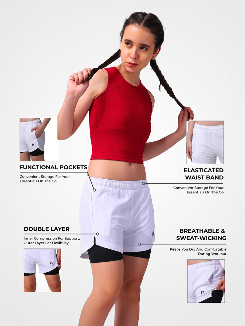 White Dual Shorts – Feather Light, Fresh Feel, Versatile Style