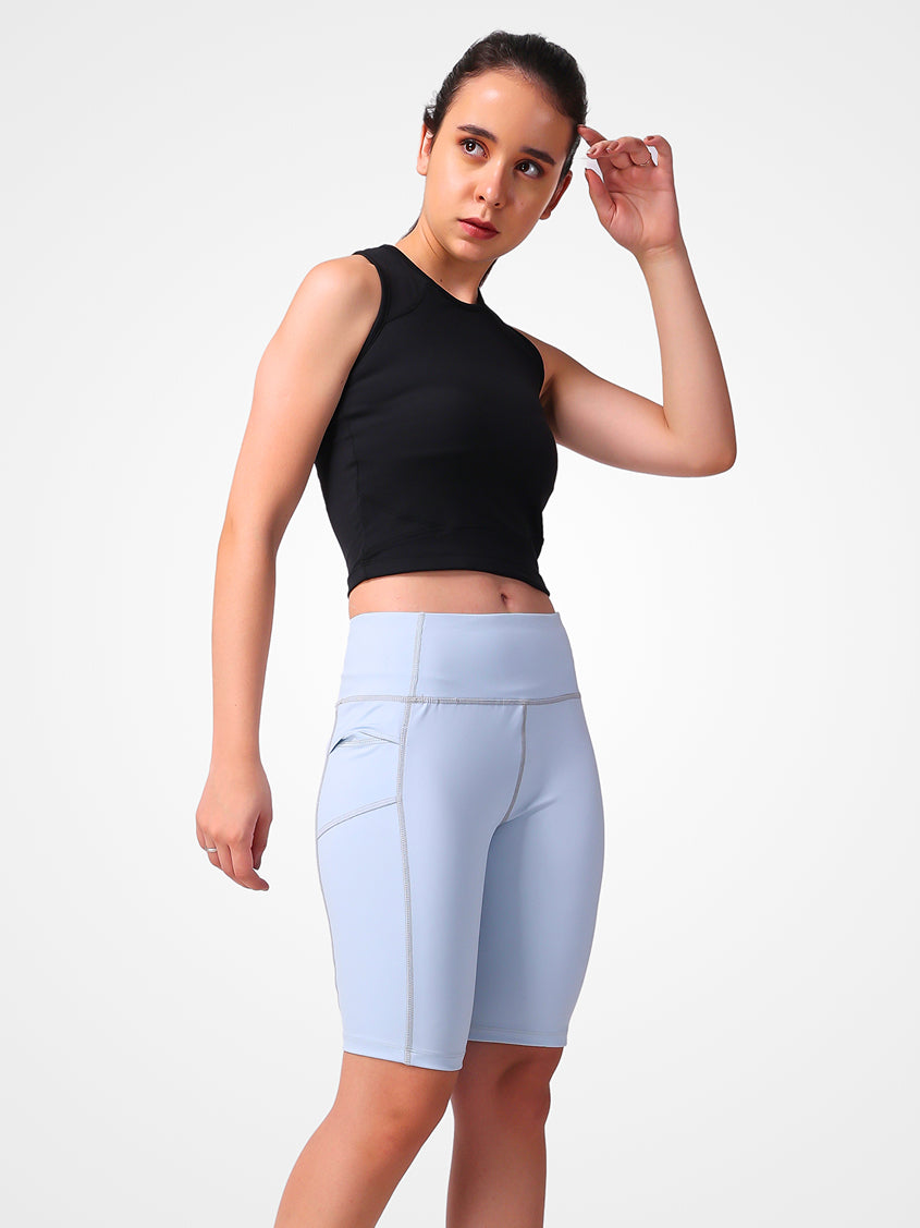 Maya Blue Cycling Shorts – Flexible Fit, Moisture-Wicking, Quick Dry