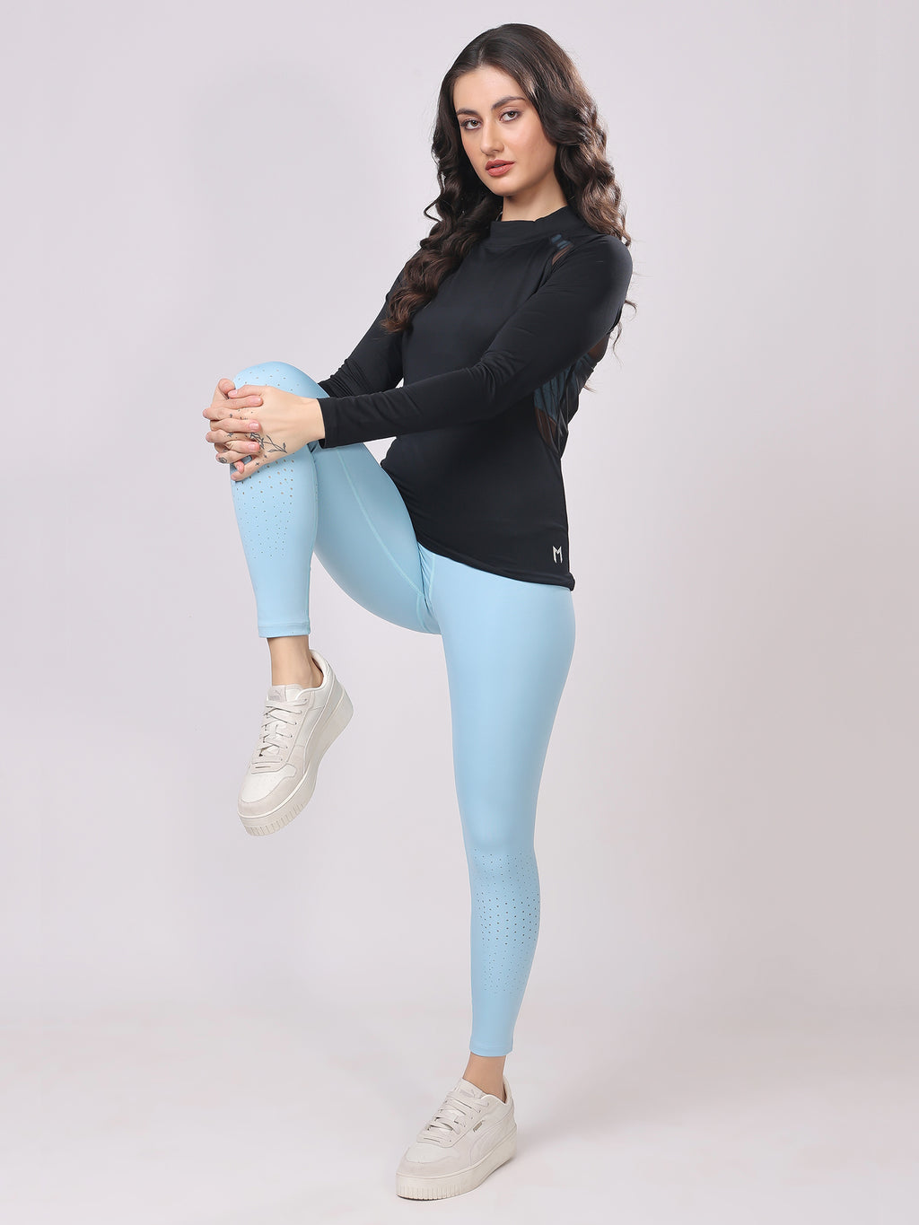 Black All for Glam Mesh Tee – Stylish Fit, Side Mesh Panels, All-Day Comfort