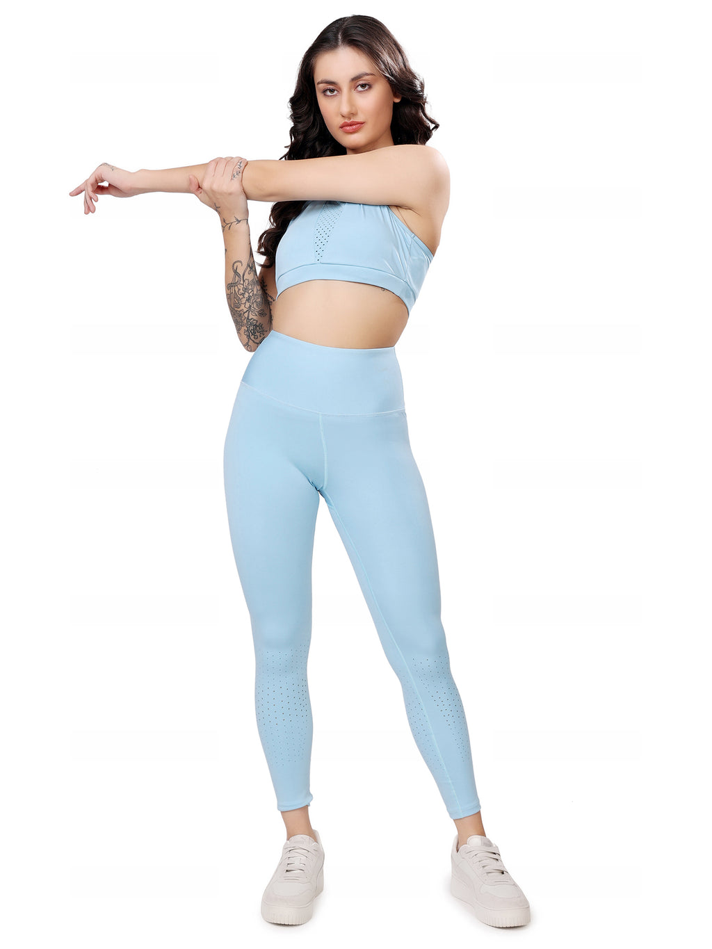 Laser Sky Blue Leggings – Cool Tone, Sleek Fit, All-Day Flexibility