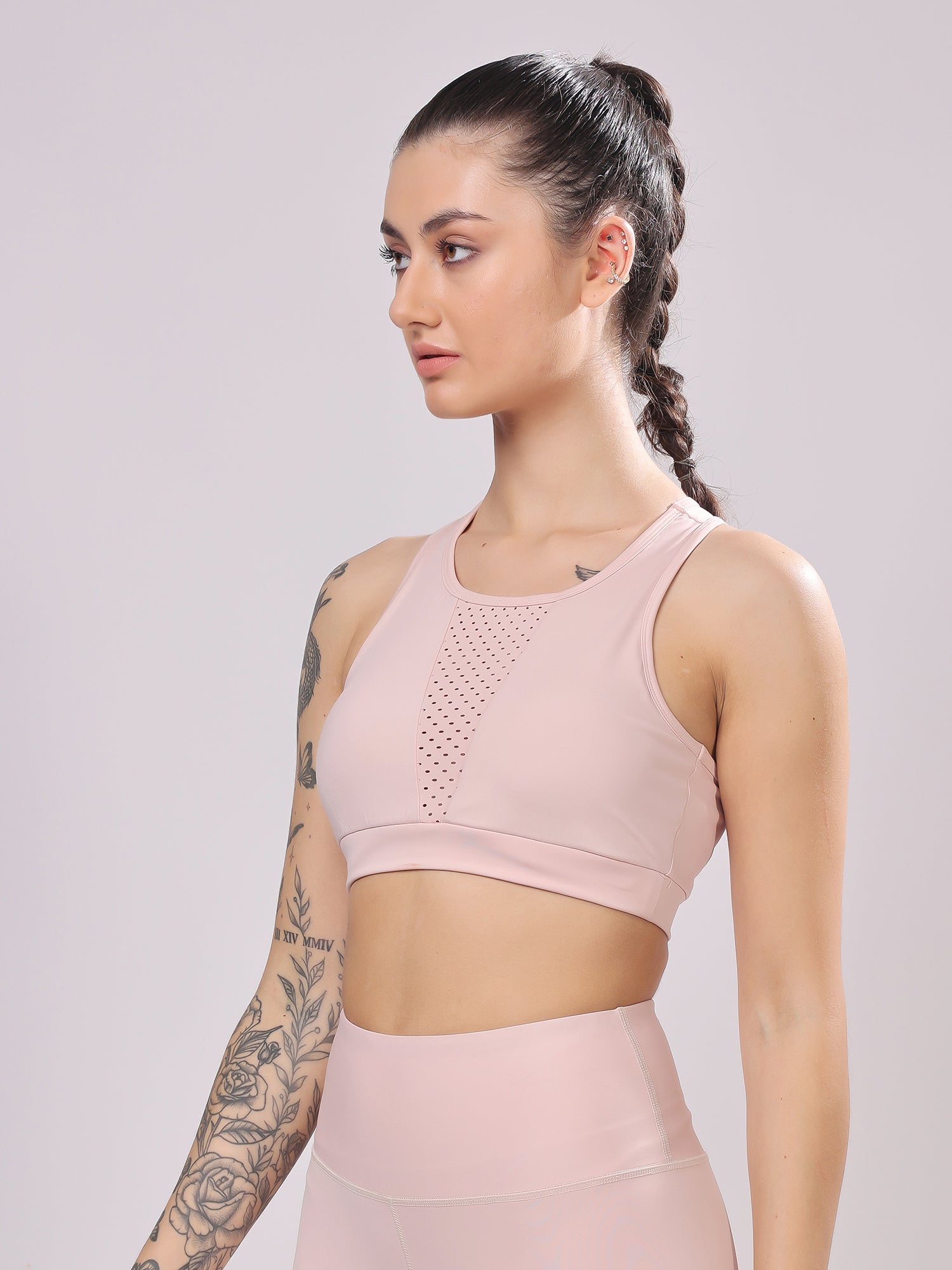 Premium Laser Nude Pink Co-Ord Set – Stretchable, Supportive Fit, All-Day Comfort