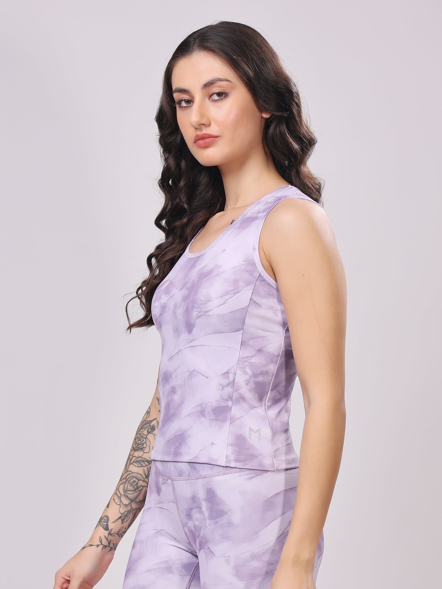 Premium Printed Lavender Co-Ord Set – Soft Fabric, High-Waisted Fit, All-Day Comfort