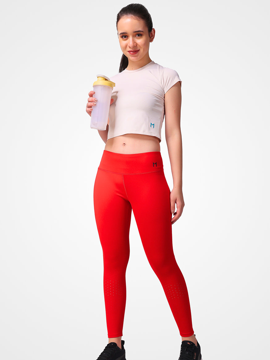 Red Plain Leggings – Bold Look, Ultra Comfort, All-Day Wear
